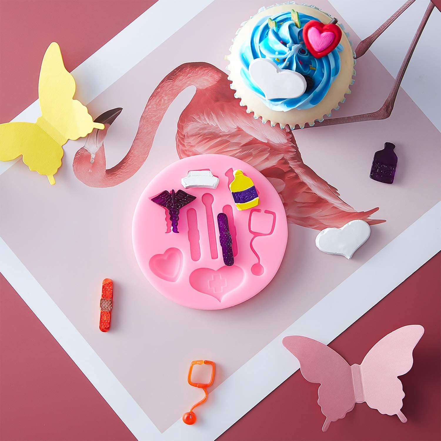Cestony 4Pcs Nurse Themed Fondant Silicone Molds For Diy Cake Fondant Biscuit Cookies Soap Sugar Pudding Chocolate Hard Candies