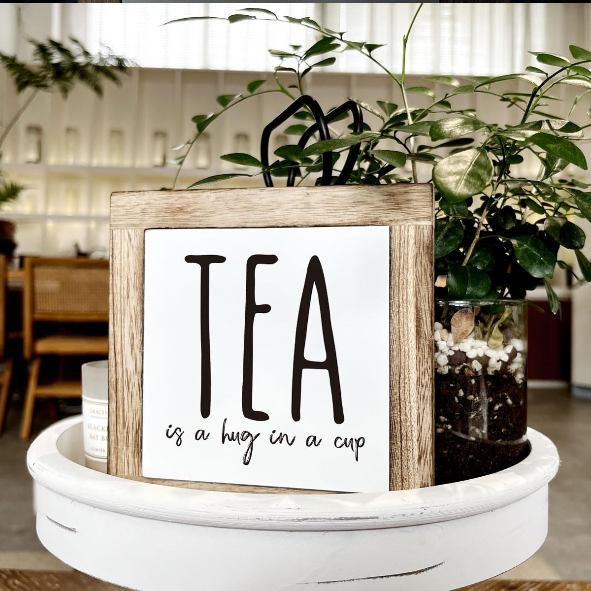 Tea is A Hug in A Cup, Wooden Box Signs for Home Decor, Rustic Wooden Table Sign, Teas Bar Decors, Teas Station Wood Decors, Far