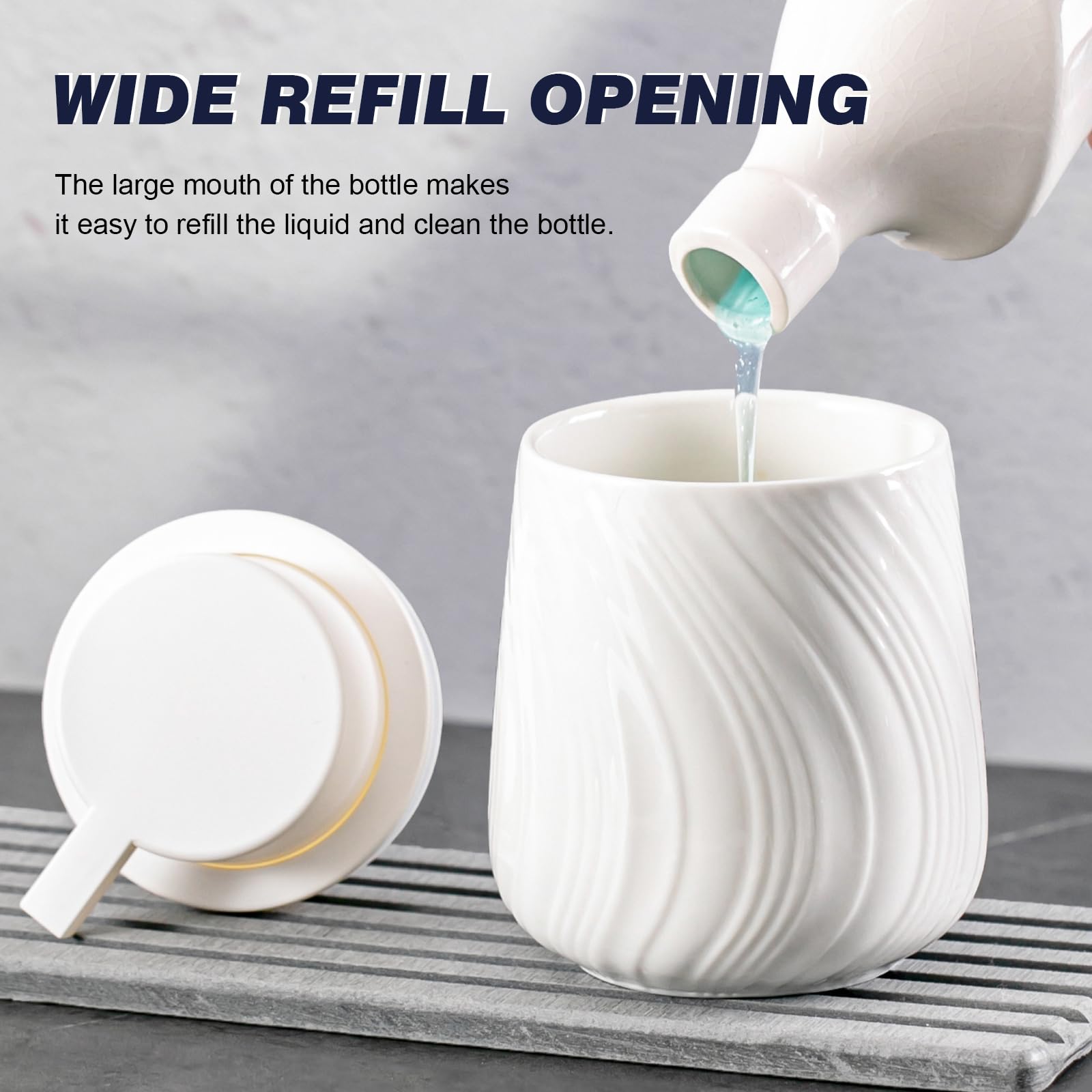 Agyiuns Foam Hand Soap Dispenser - 13.5 Oz Ceramic Foaming Hand Soap Dispenser With Easy-To-Press Pump For Bathroom Refillable L