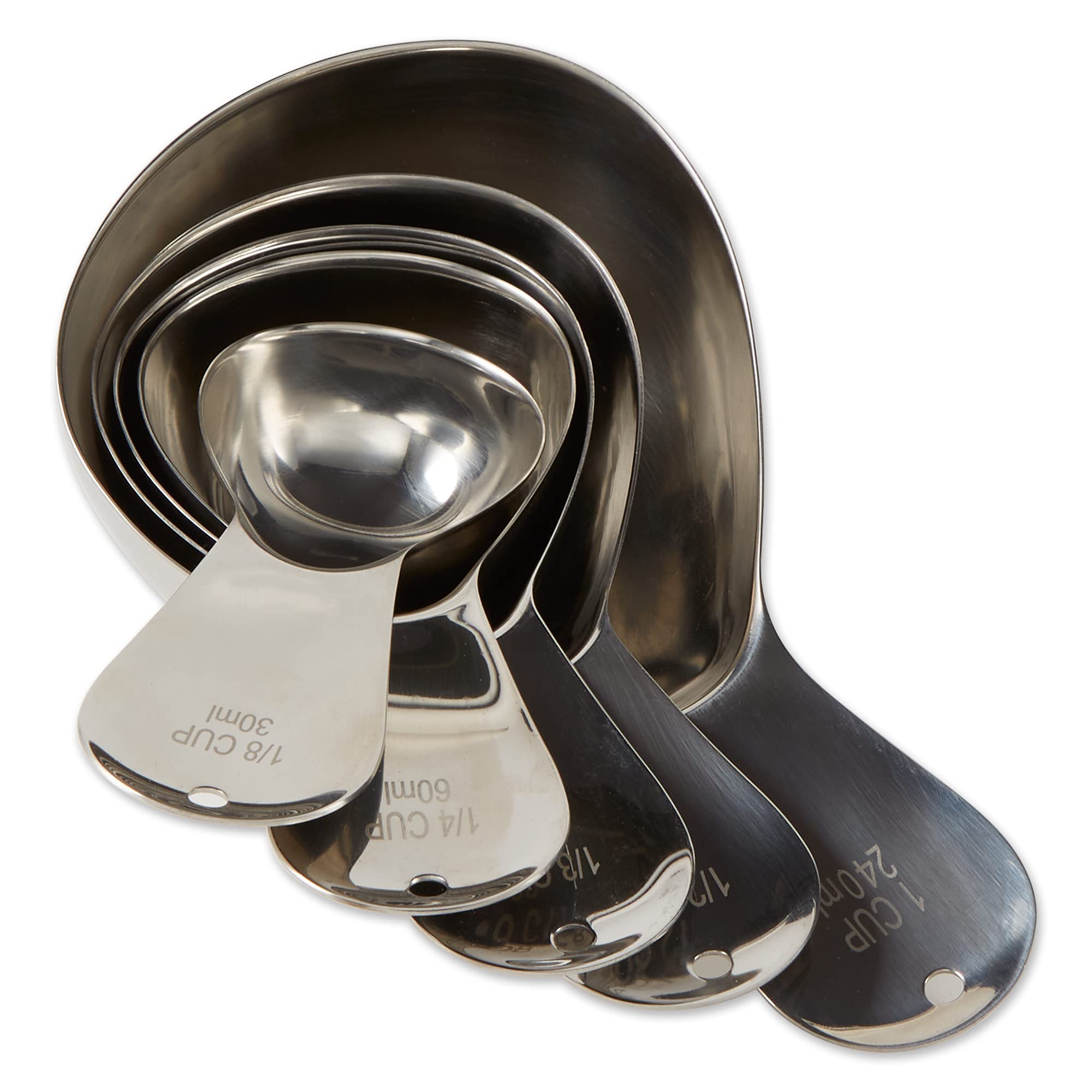 Rsvp International Endurance Stainless Steel Oval Measuring Cups, Set Of 4 | 1/8 Cup To 1 Cup Measurements | Nest For Easy Stora