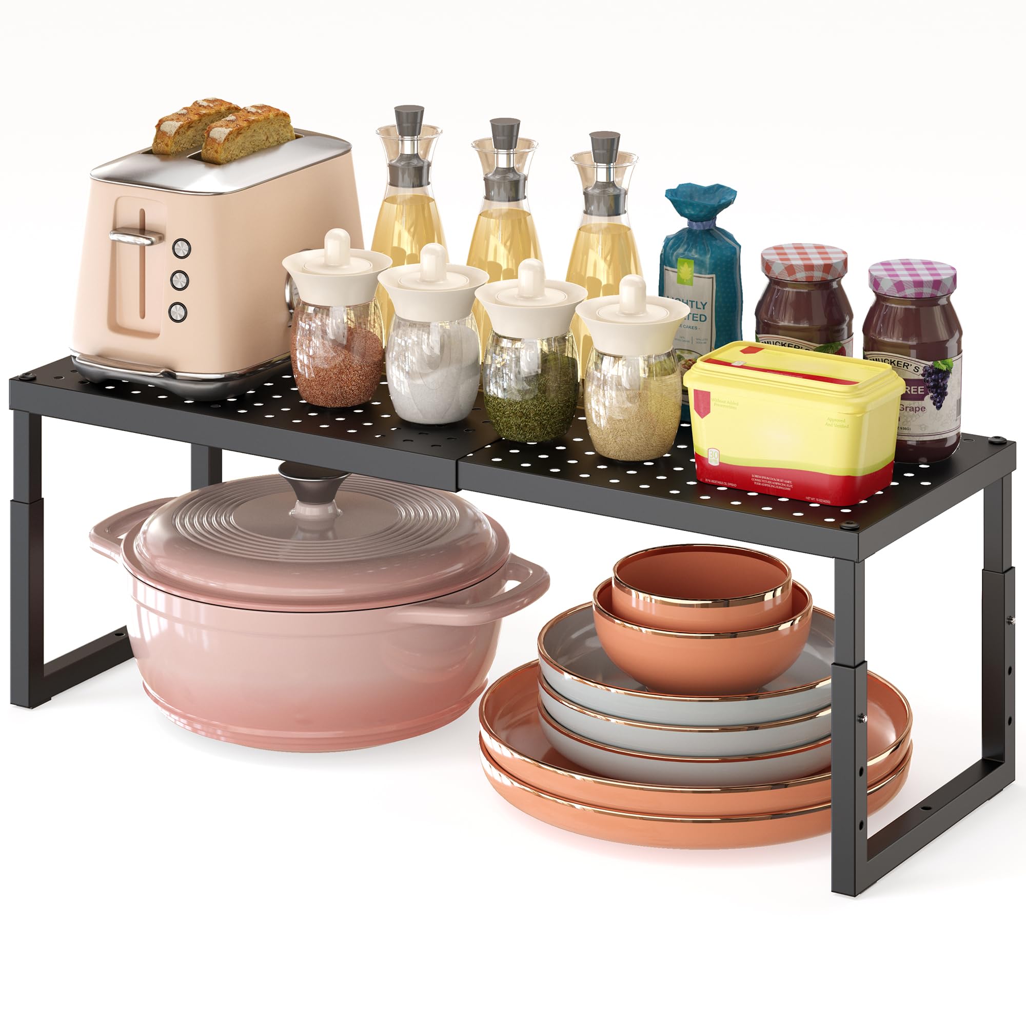Shelf Organizer Riser For Cabinet Pantry Kitchen Countertop Cupbaord Closet