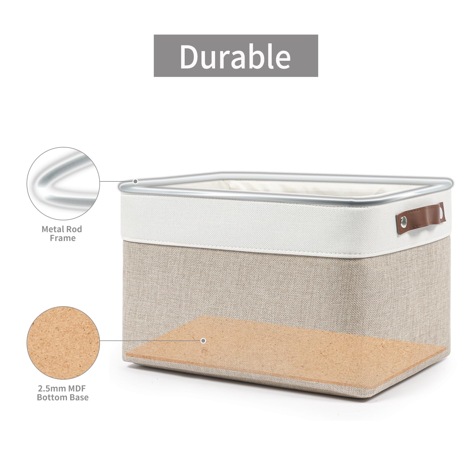 Bagnizer Storage Bins Large Fabric Storage Baskets For Shelves 3 Pack, Decorative Linen Closet Baskets With Handles For Organizi