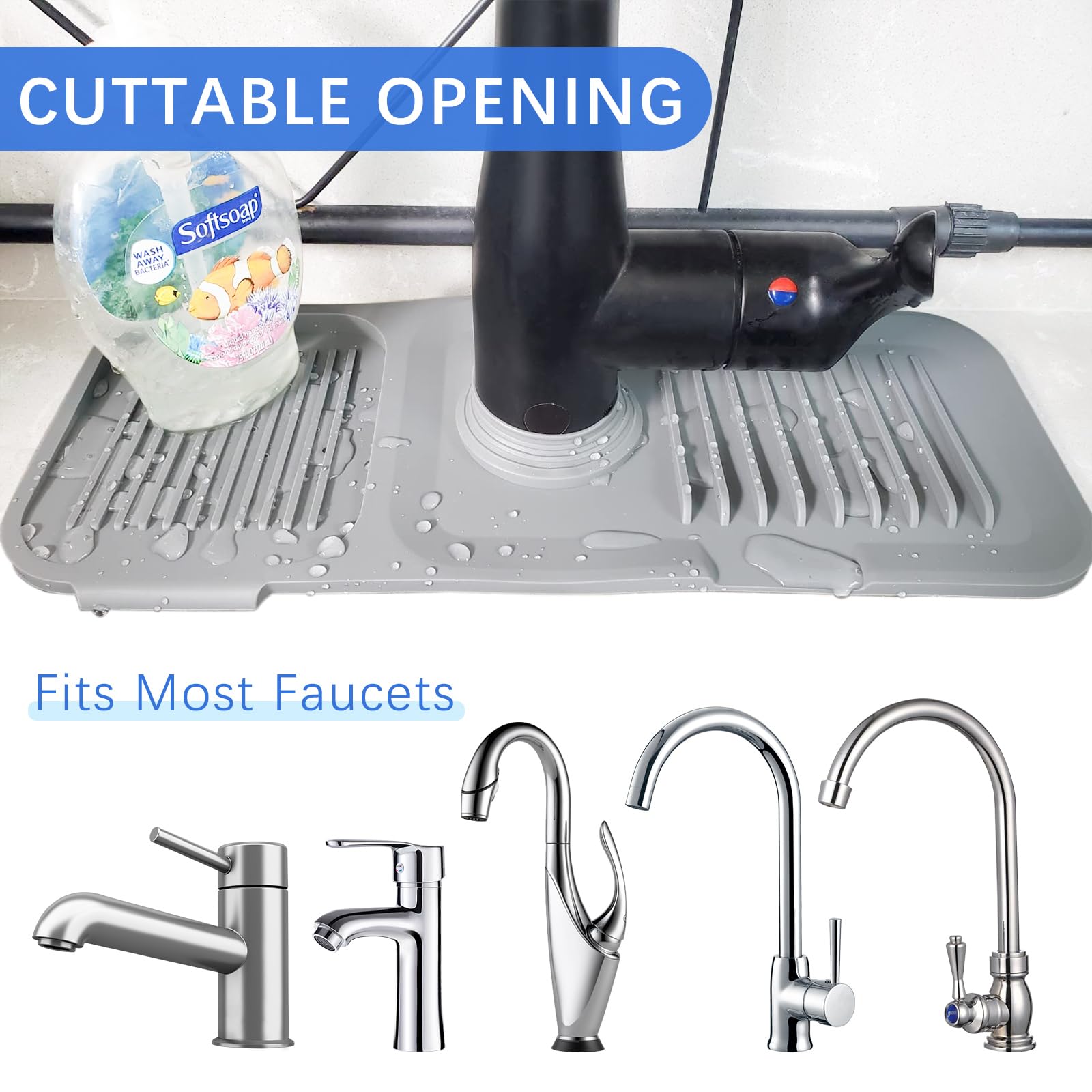 Joyhalo 18 Inches Kitchen Sink Splash Guard - Sink Faucet Drying Mat, Kitchen Faucet Splash Guard, Faucet Handle Drip Catcher Tr
