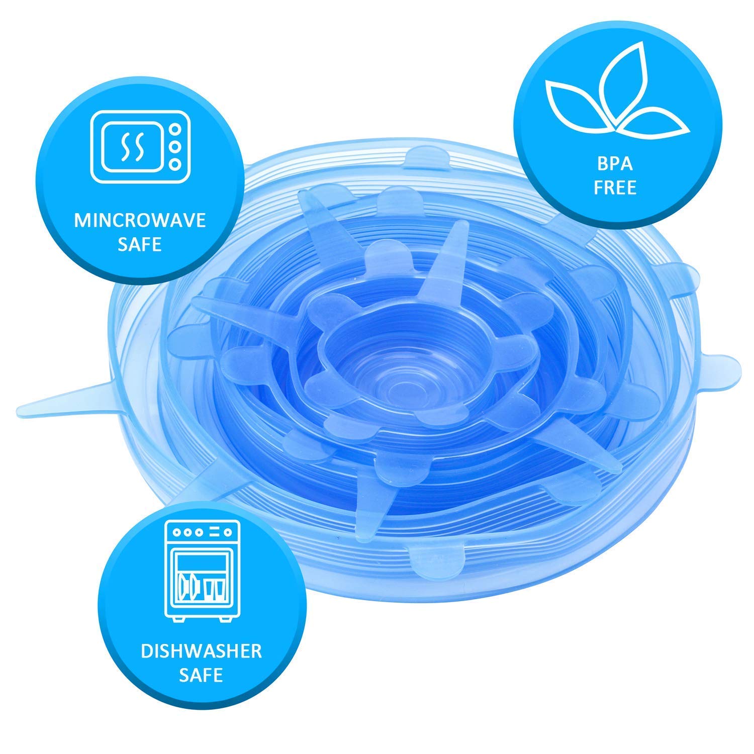 Morel Reusable Silicone Stretch Lids, Durable Food Storage Covers for Bowls, Fit Different Sizes & Shapes of Container, Dishwash
