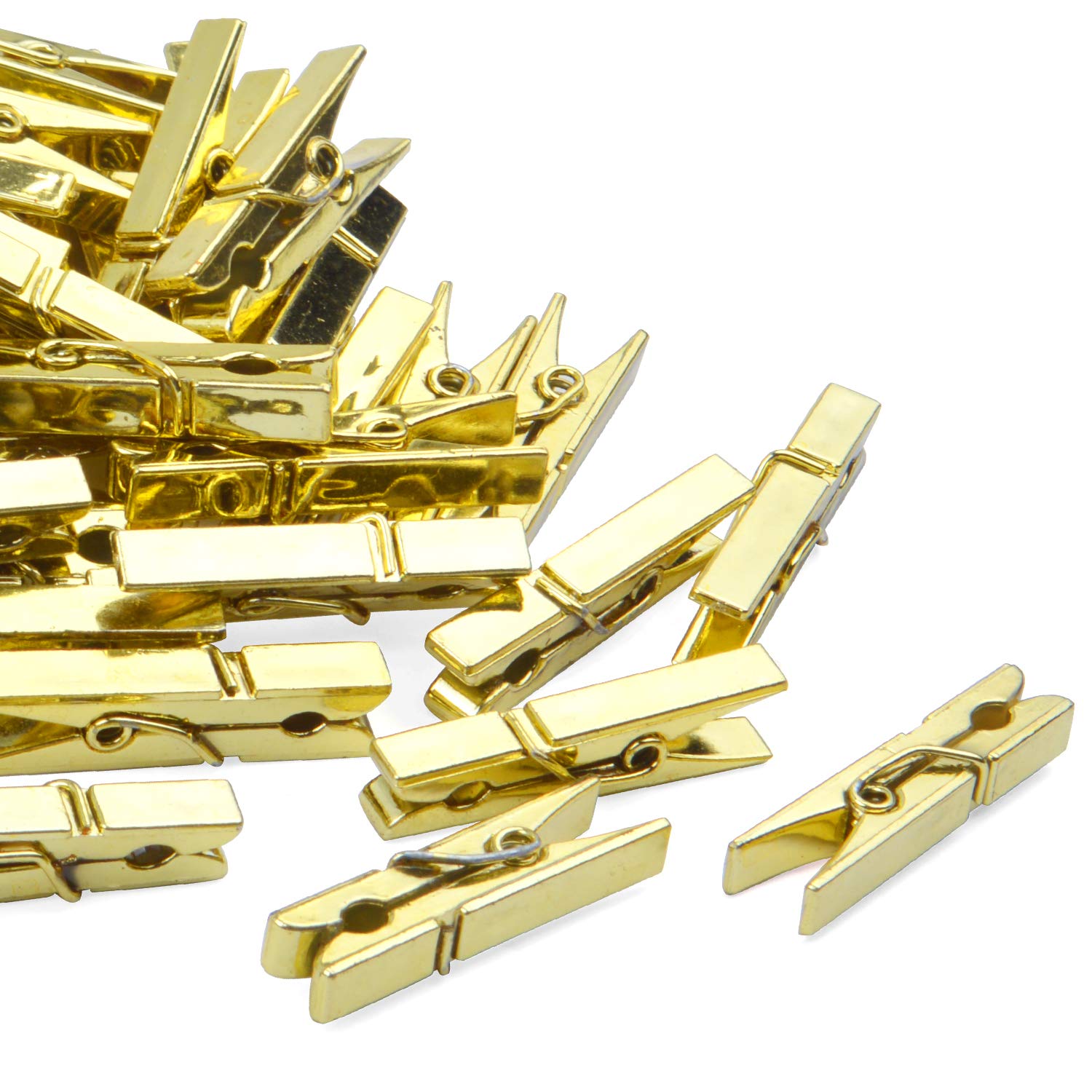 Jdesun 50 Pieces Photo Clips Mini Plastic Picture Paper Clip Clothespins Peg for Office Home Arts(Gold)