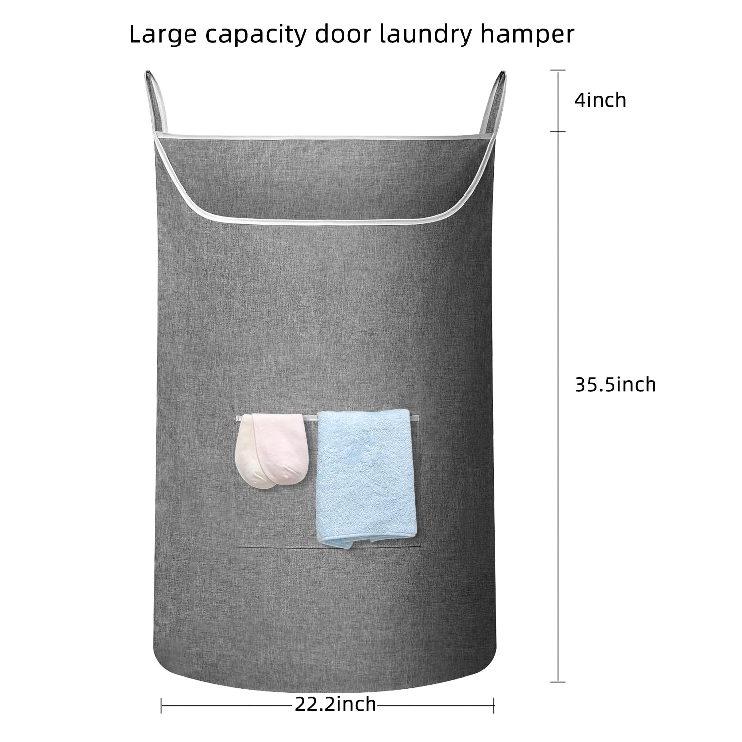 Saverho X-Large Hanging Laundry Hamper Bag, Door Hanging Hamper With Front Pocket Dirty Clothes Hanging Laundry Bag Large Size 3