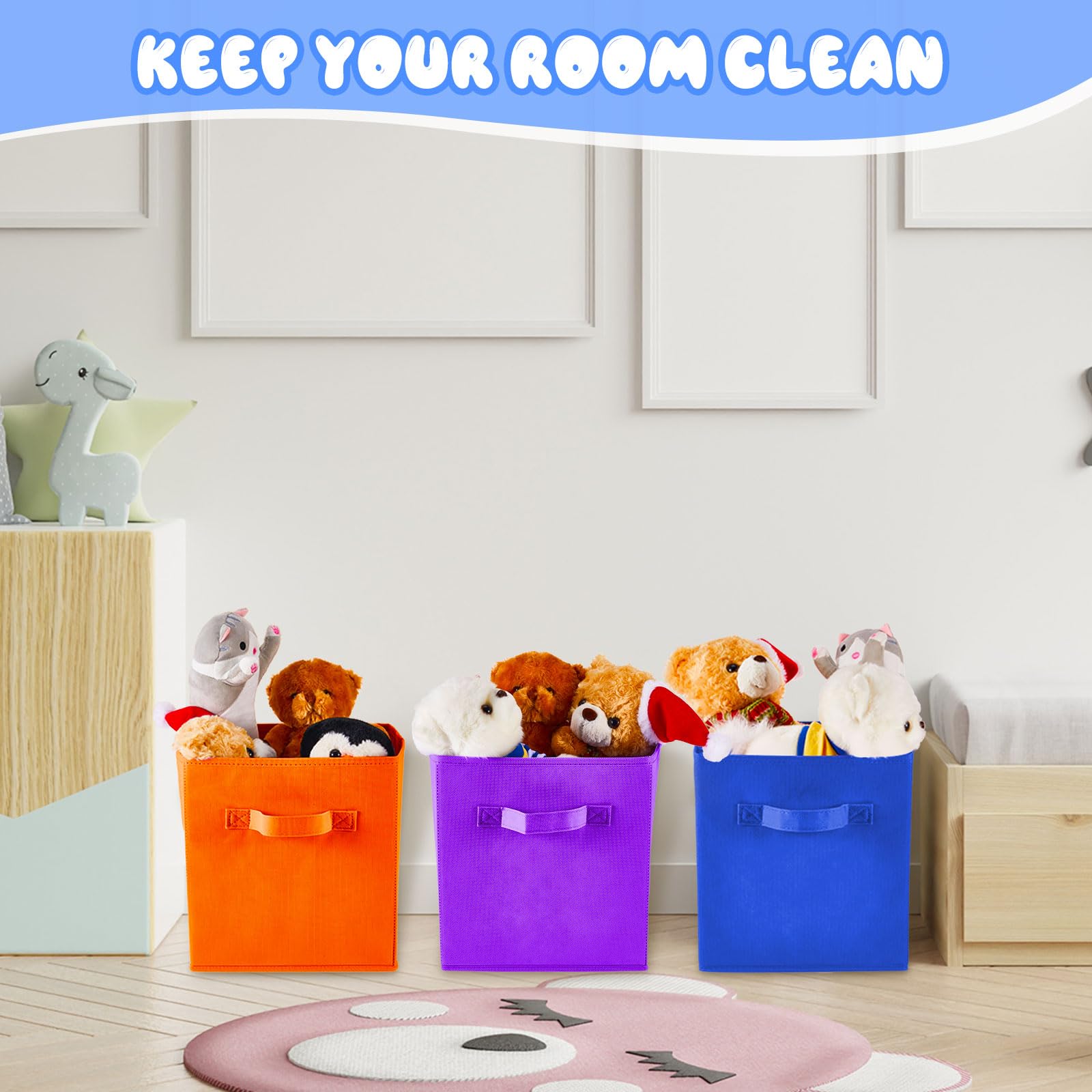 12 Pcs Cube Storage Bin 11'' Collapsible Storage Cubes Foldable Cube Storage Organizer Bins Fabric Bins Storage Basket Fabric Cu