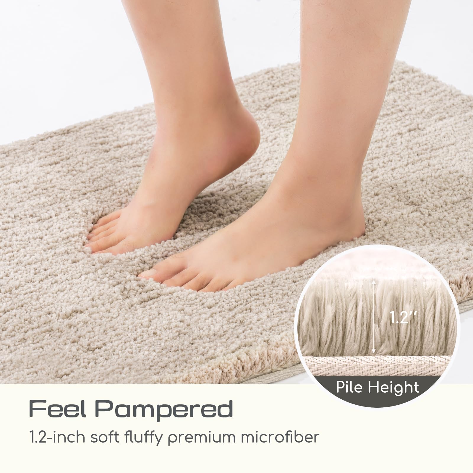Rosmarus Shaggy Bath Rugs For Bathroom Non Slip 28'' X48'', Water Absorbent Extra Long Bath Mat, Soft Shower Mat For Bathroom Fl