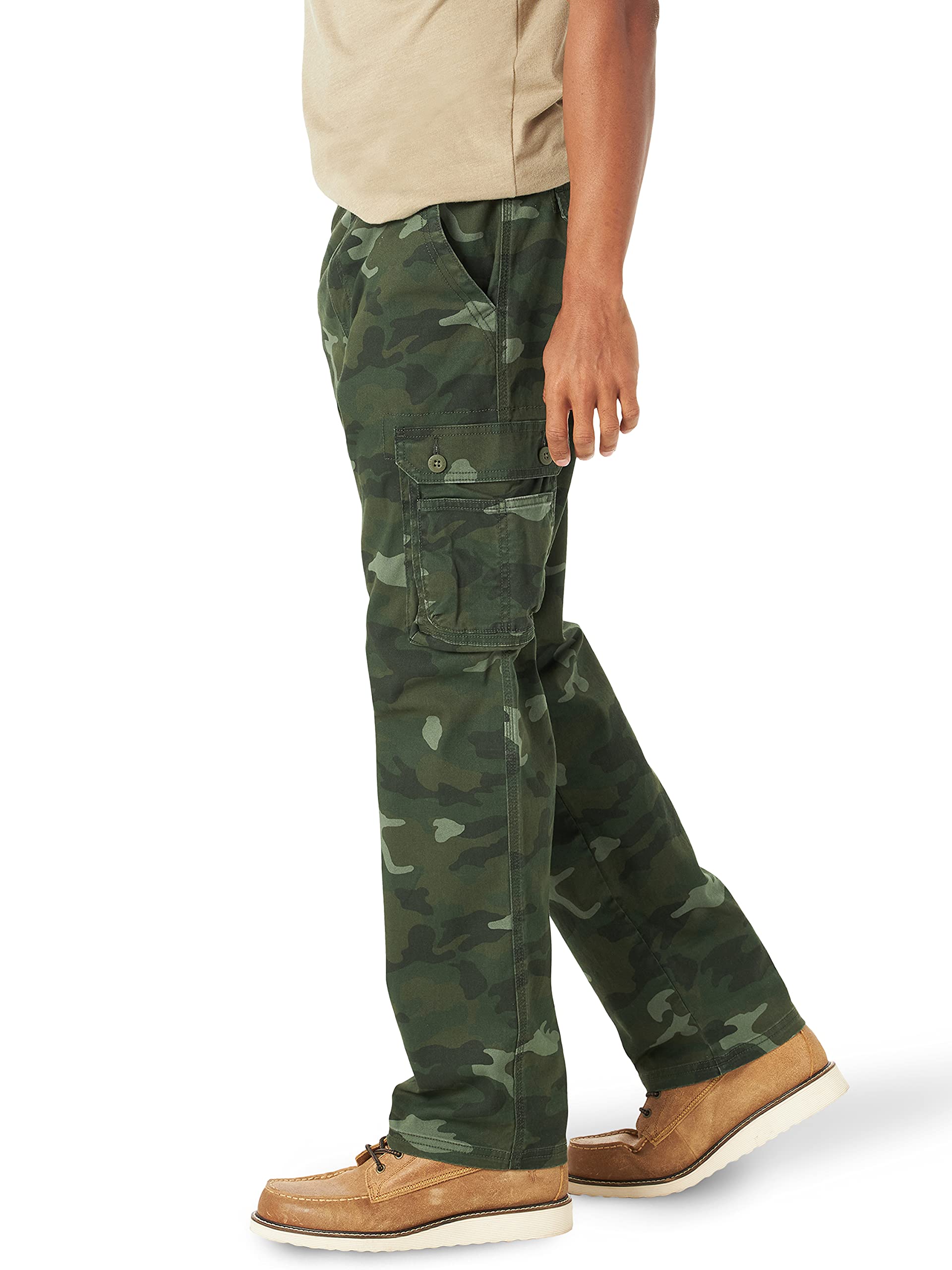 Lee Mens Wyoming Relaxed Fit Cargo Pant, Green Camo, 30W X 30L