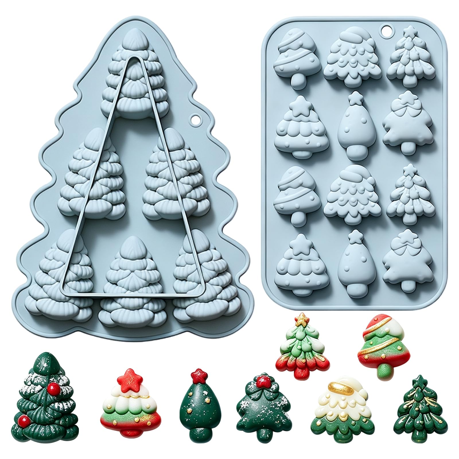 Christmas Tree Silicone Chocolate Molds, Set of 2