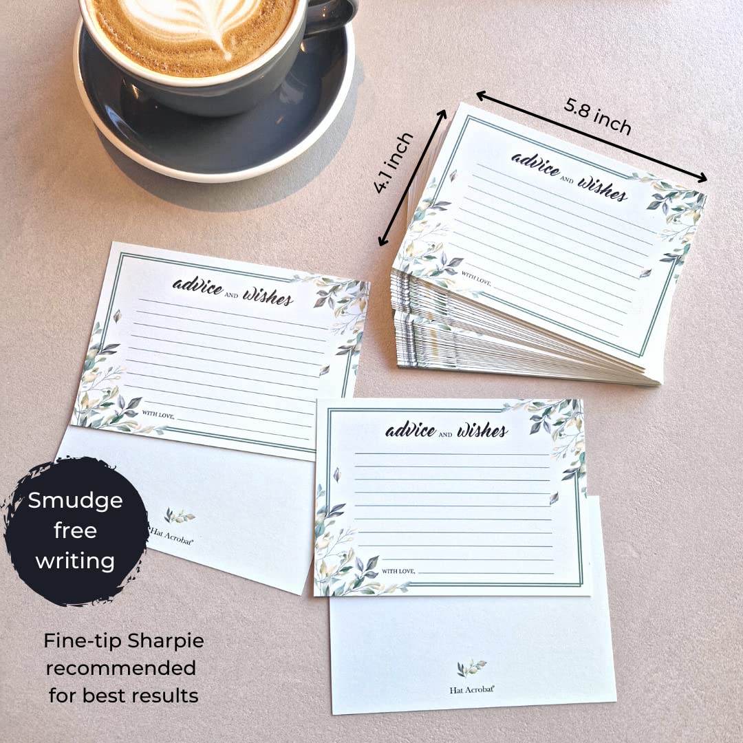 50 Greenery Advice And Well Wishes Cards With 8X10 Sign - Advice Cards For Bridal Shower, Suitable As Wedding Advice Cards, Advi