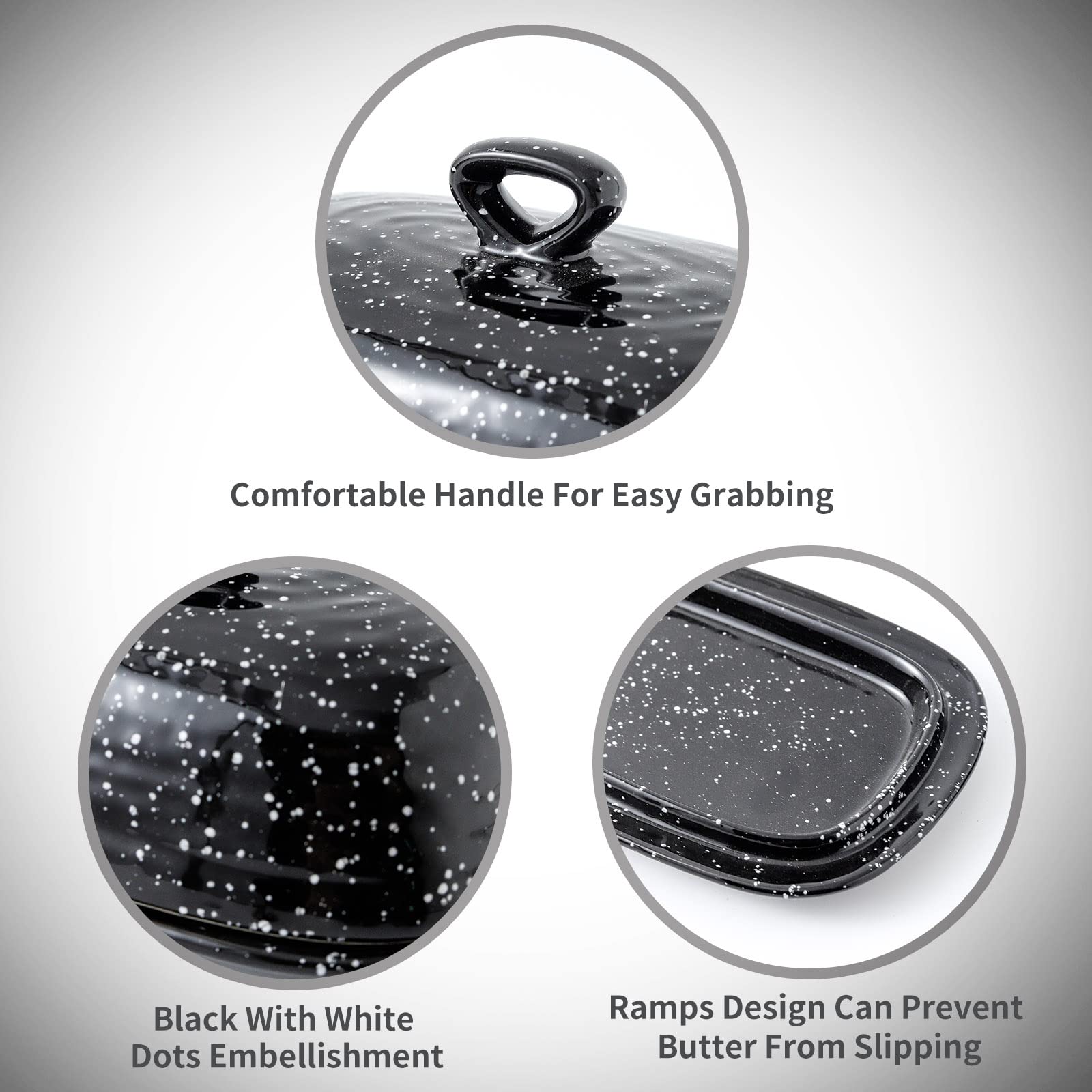 Hasense Butter Dish With Lid, Ceramic Butter Dish With Cover For Countertop, Porcelain Butter Keeper Holder With Handle Design F