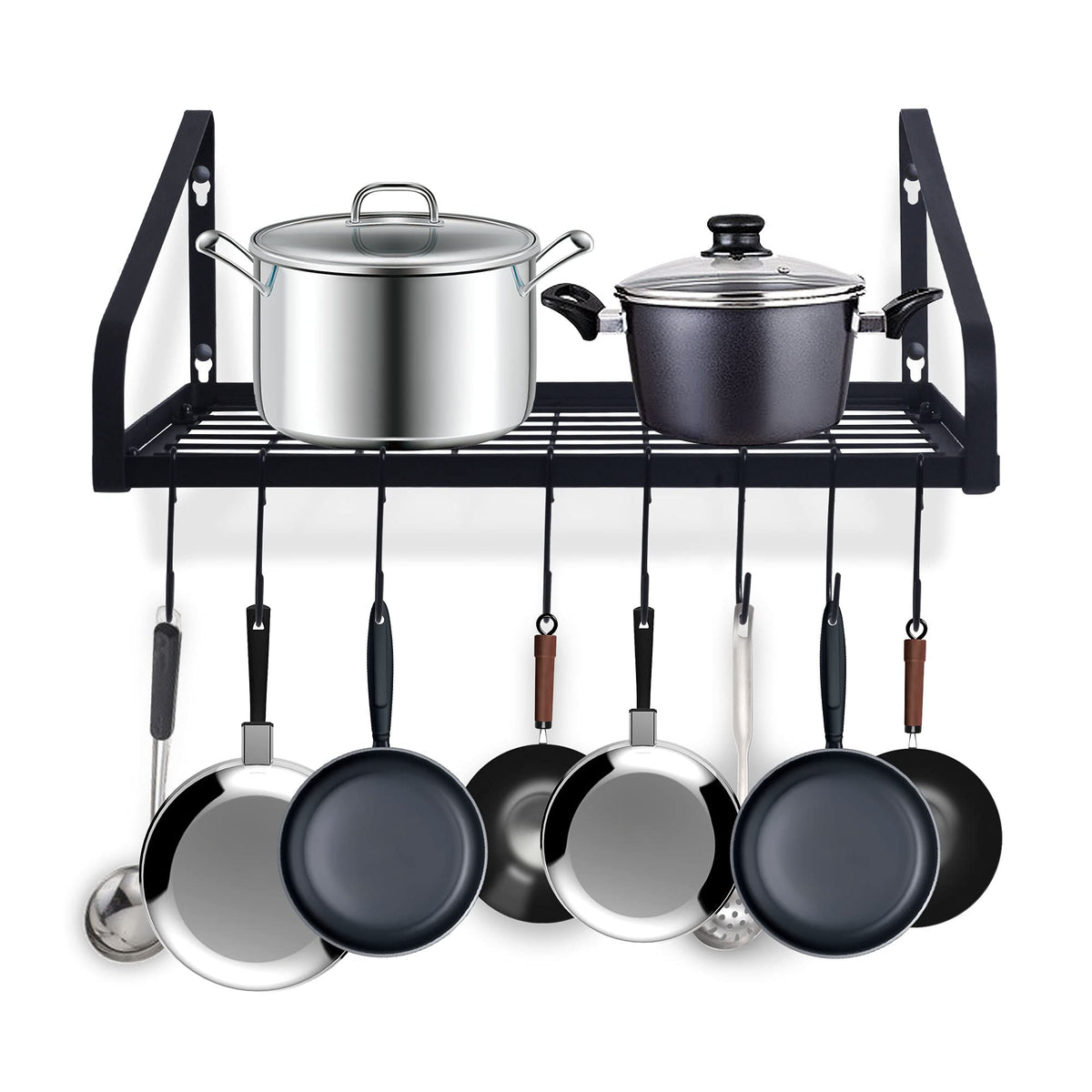 Zhoho Tant Pot And Pan Hanger, Wall Mounted Pots And Pan Hanging Rack With 8 Hooks For Kitchen Cookware Utensils 2 Diy Methods B