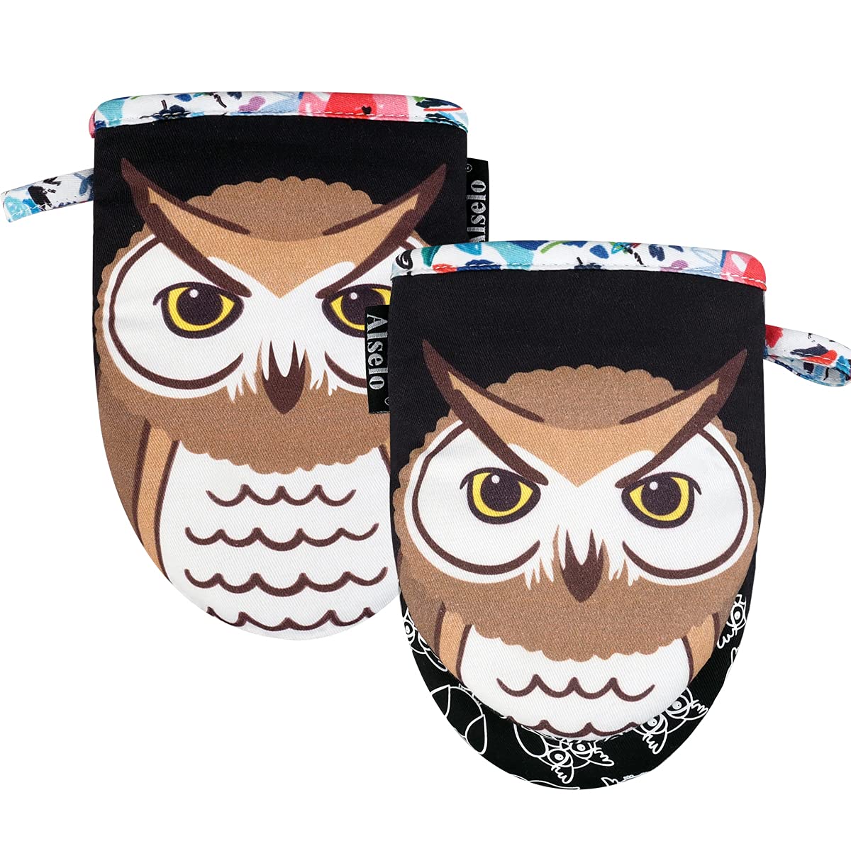 Alselo Mini Oven Mitts,2Pk - Silicone Little Kitchen Gloves, Heat Resistant With Non-Slip Grip And Soft Quilted Cotton Lining Fo