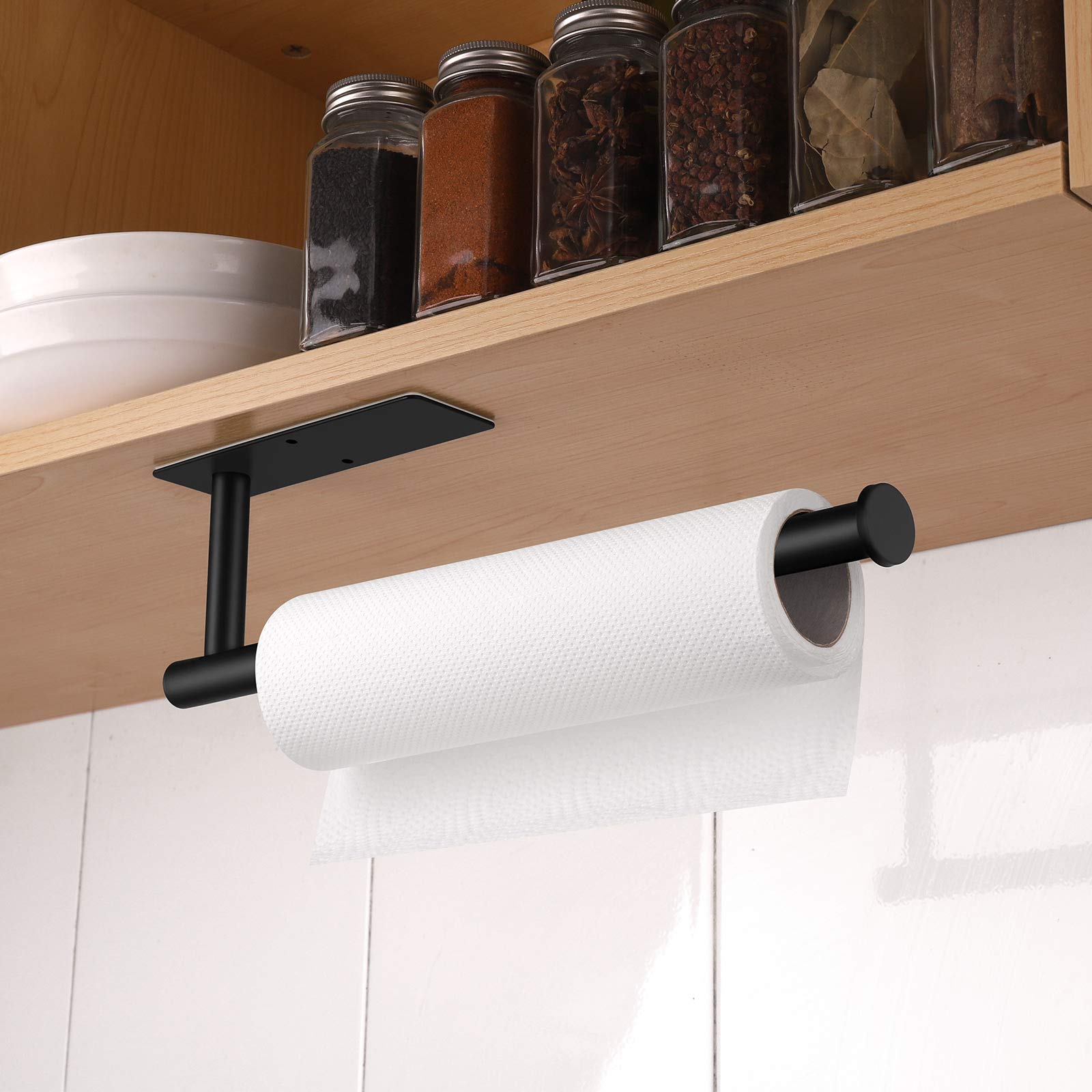 Paper Towel Holder - Self Adhesive Or Drilling, Under Cabinet Rack, Sus304 Stainless Steel Wall Mount Towel Holder For Kitchen,