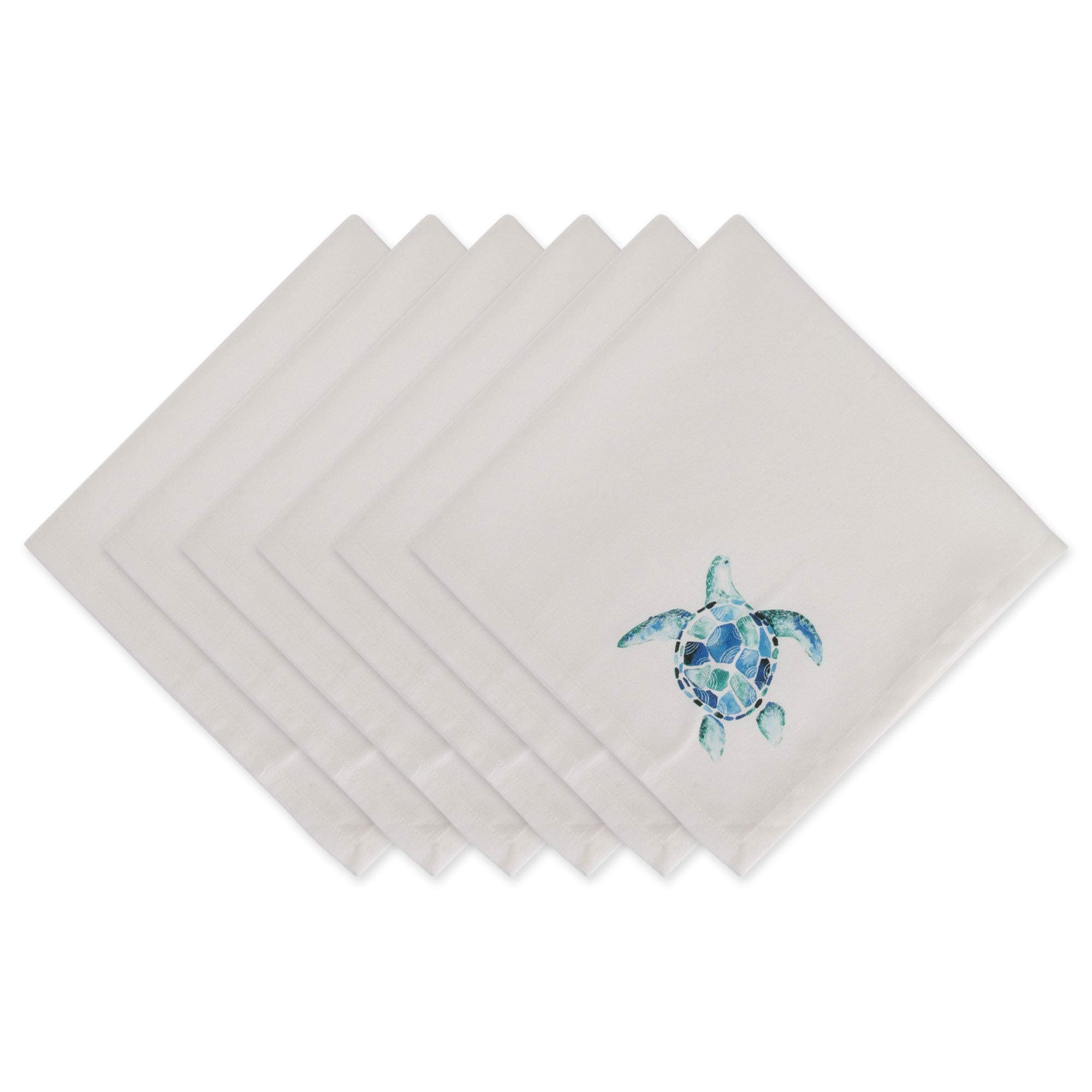 Dii Seashore Collection Beach House D  Cor, Napkin Set, 20X20, Turquoise Turtle, 6 Piece