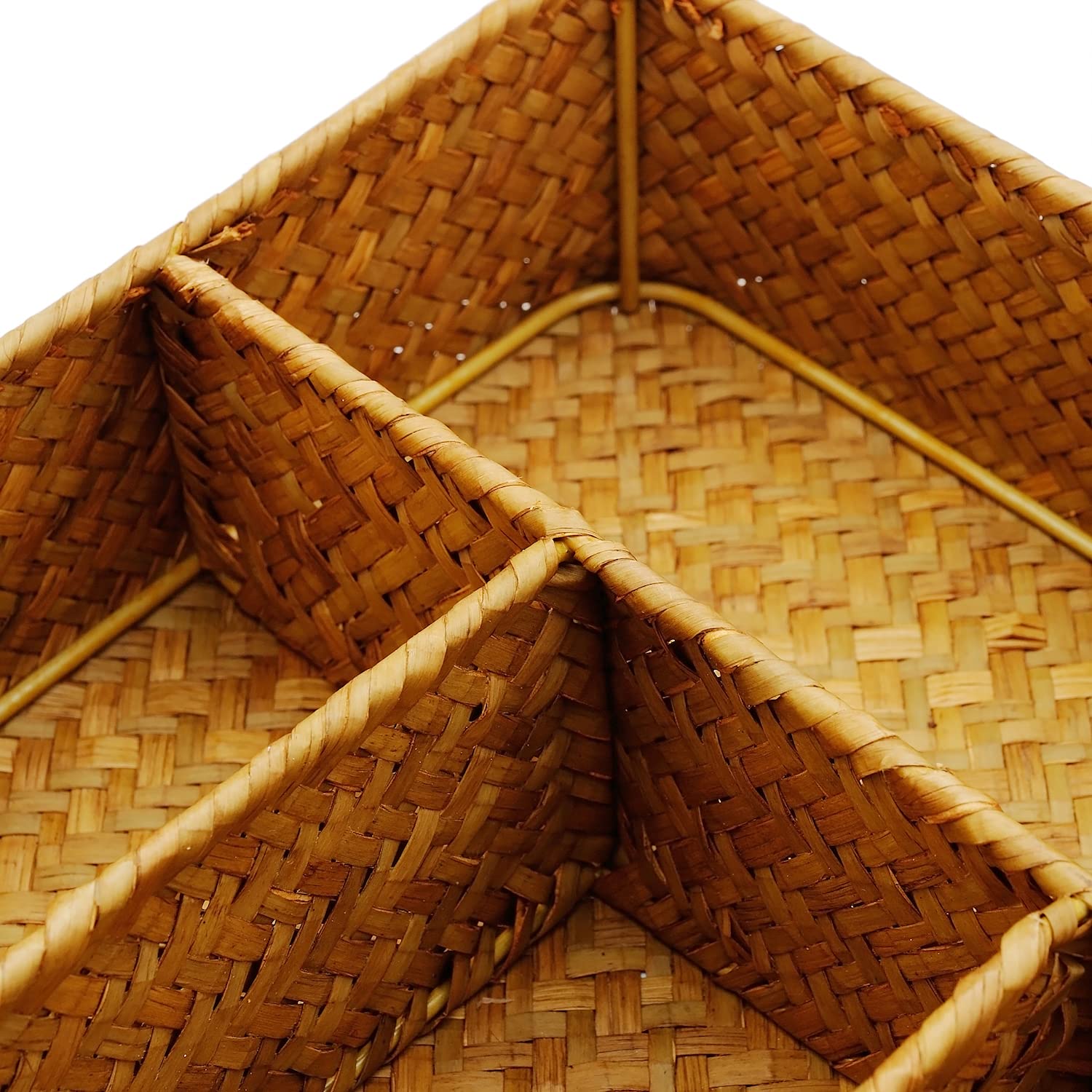 Decrafts Seagrass Storage Basket With Compartments Utensil Tray For Organization Silverware Flatware Rectangular Shelf Baskets W