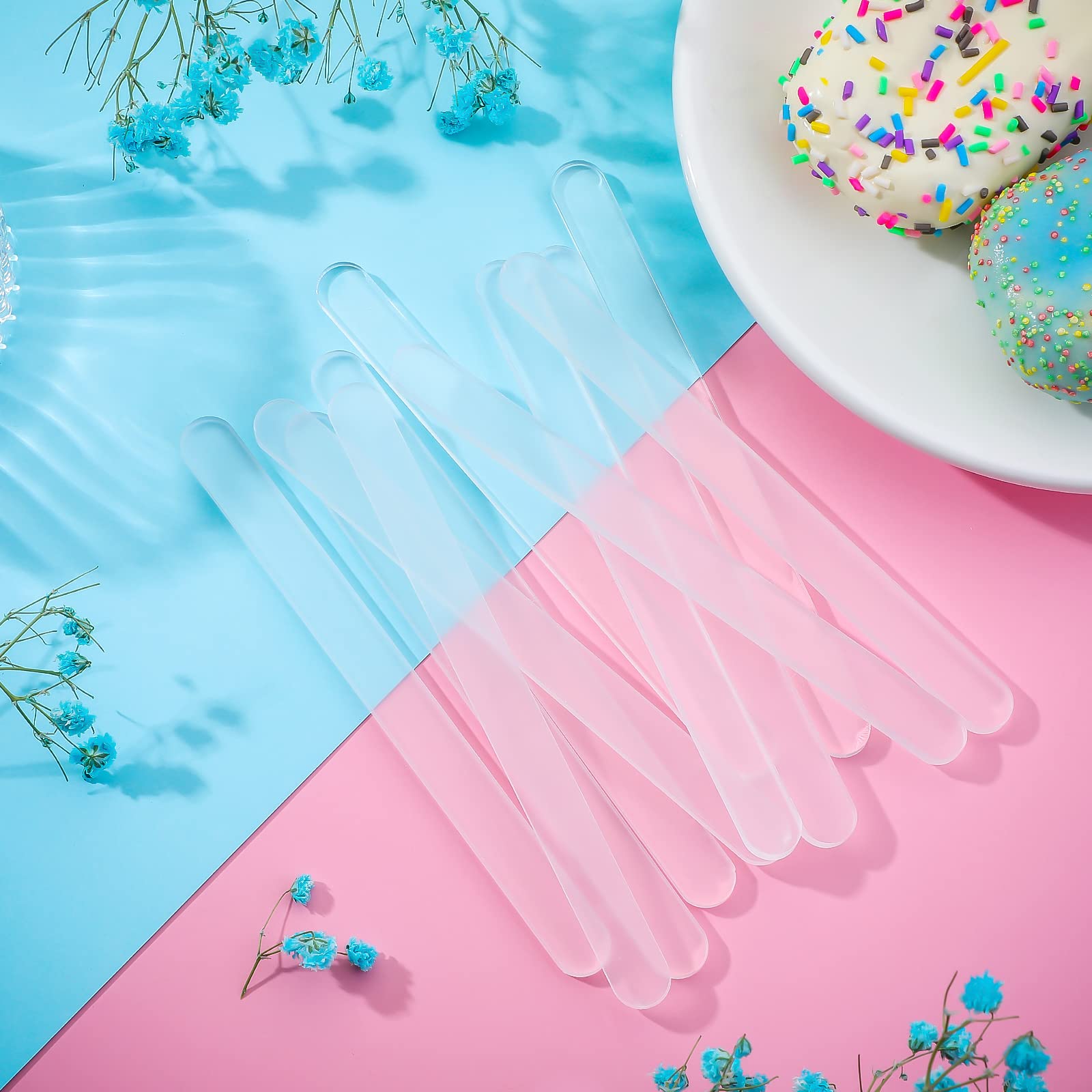 30 Pieces Acrylic Sticks Reusable Cakesicle Sticks Cake Pop Mold Mirror Ice Pop Sticks Ice Cream Cakesicle Mold for Home Cake Ca