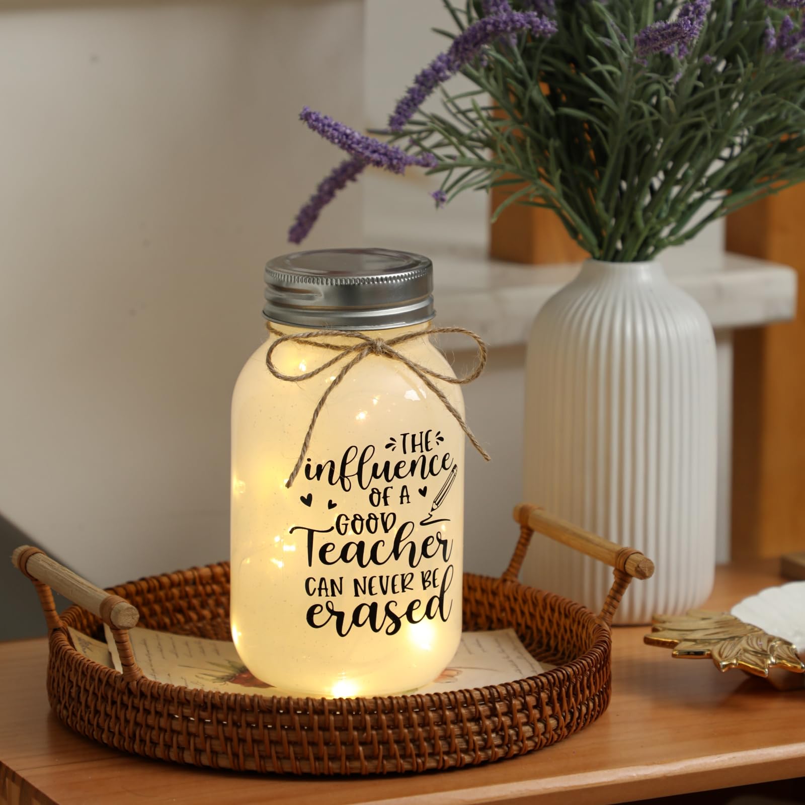 Teacher Appreciation Gift, Mason Jar Night Lights for Teachers, Graduation Thank You Gifts, Teachers Appreciation Week Gift, Chr