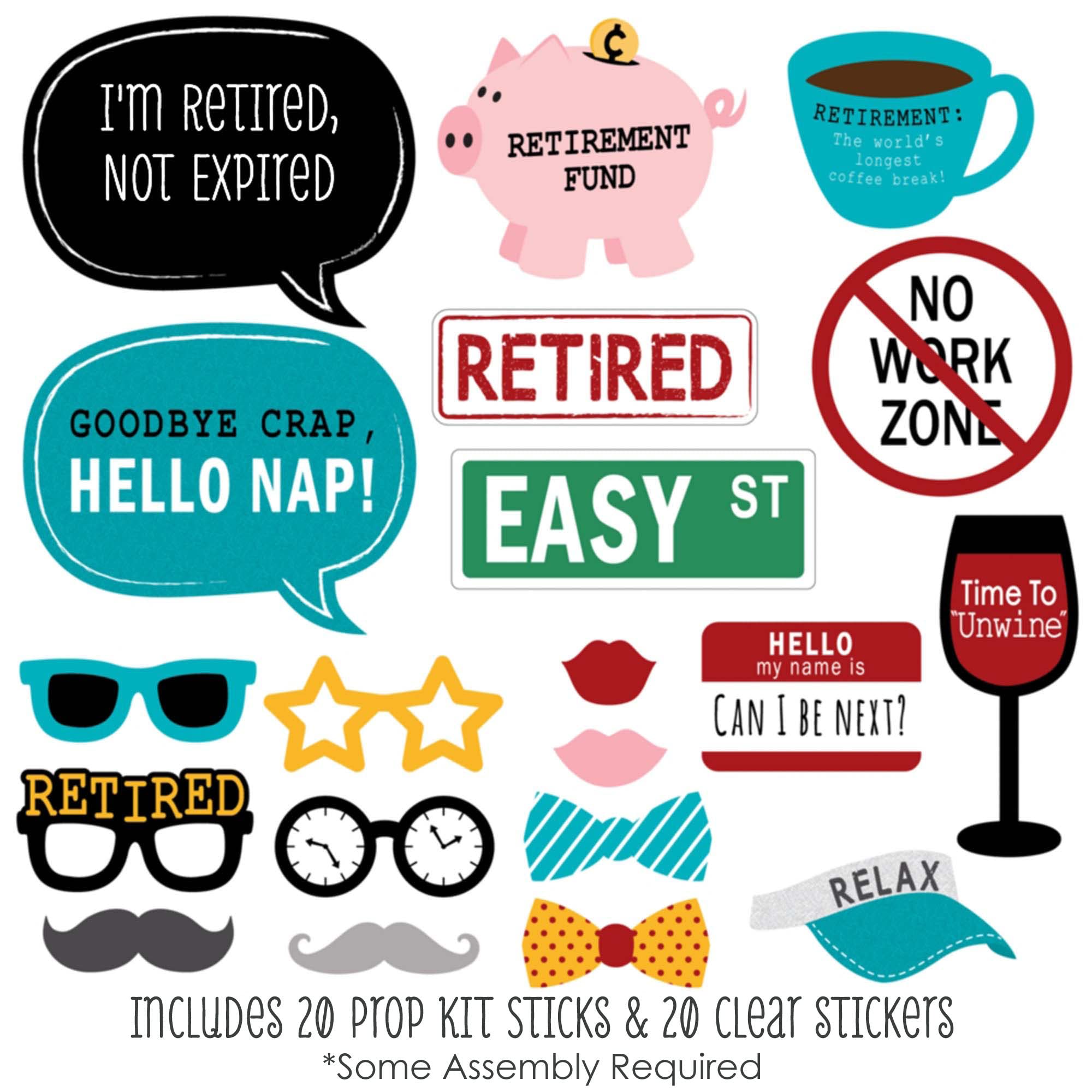 Big Dot Of Happiness Retirement - Photo Booth Props Kit 20 Count