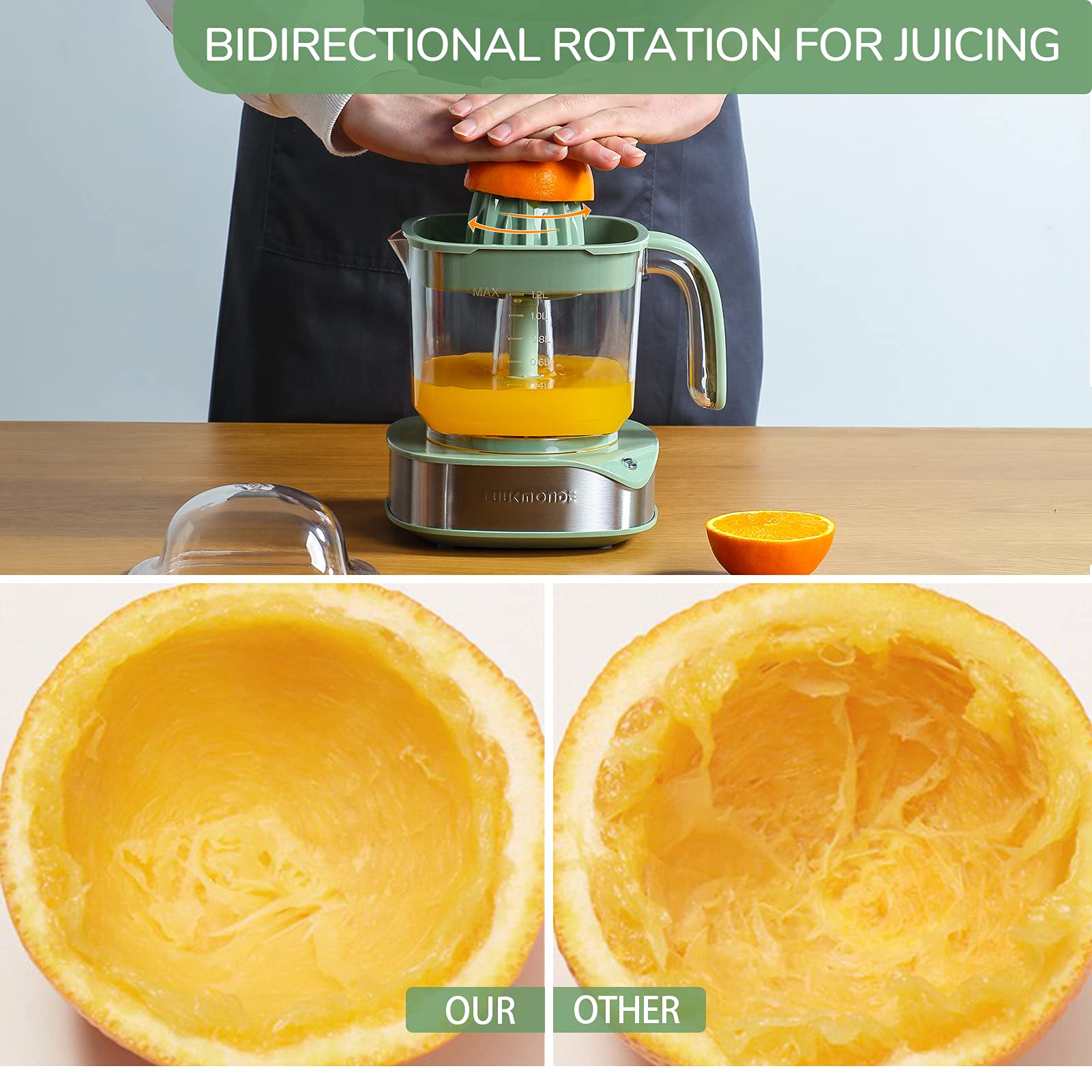 Electric Citrus Juicer 1.2L Large Volume - Orange Juicer With Powerful Motor And Led Working Lamp - Lemon Squeezer Electric For