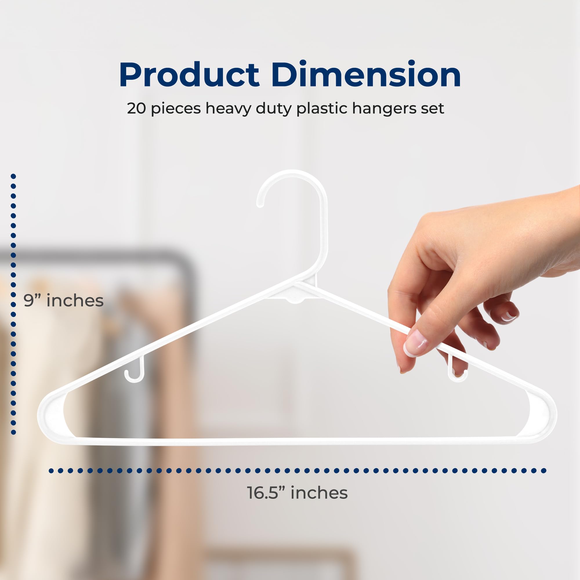 Serenelife Plastic Hangers 20 Pcs, Non-Slip Heavy Duty Clothes Hanger, Smooth Finish To Protect Fabric, Lightweight, Ultra-Thin