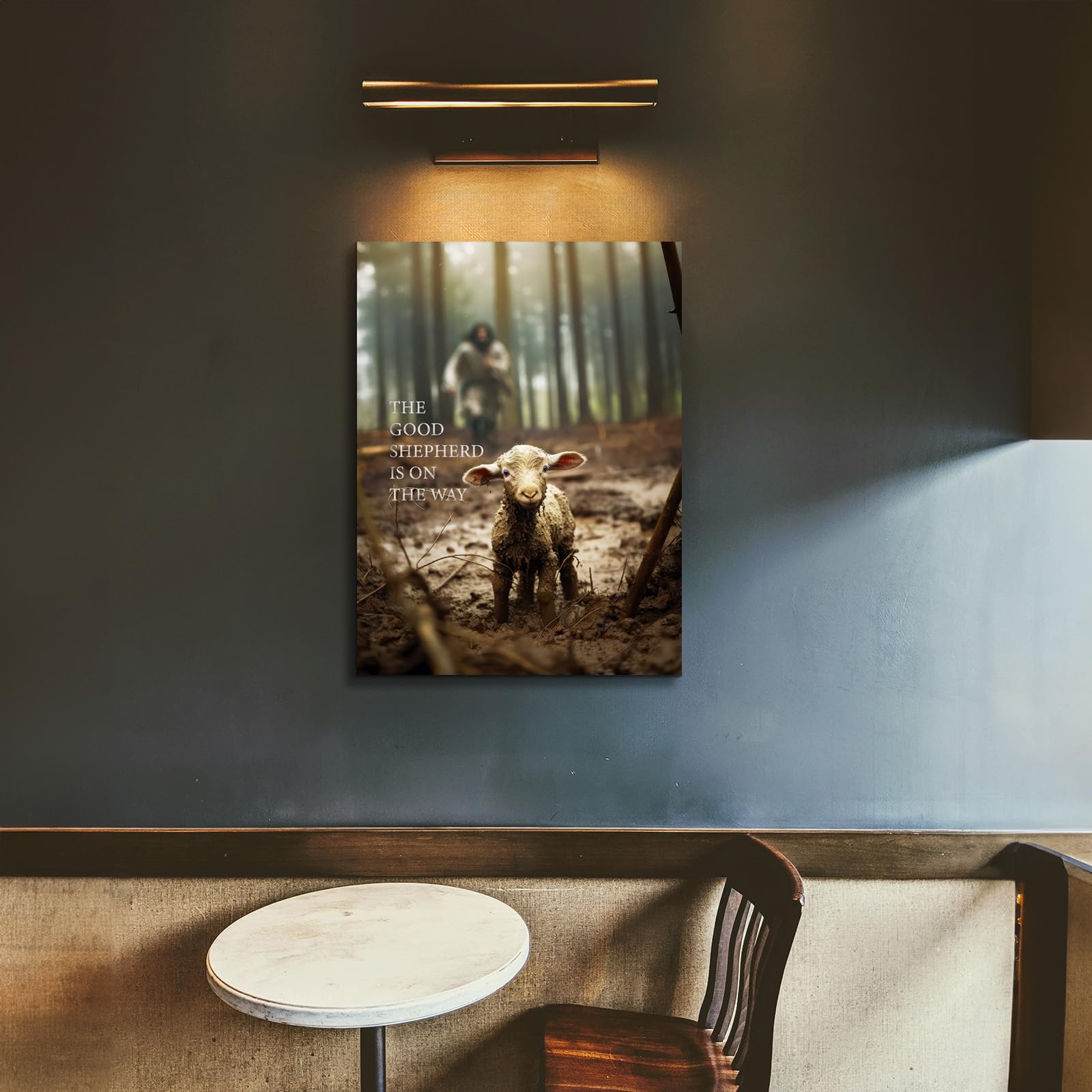 Yonica Jesus And Lamb Canvas Wall Art Jesus Running After Lost Lamb Picture Wall Art Canvas Print Christian Home Decor 24''X32''