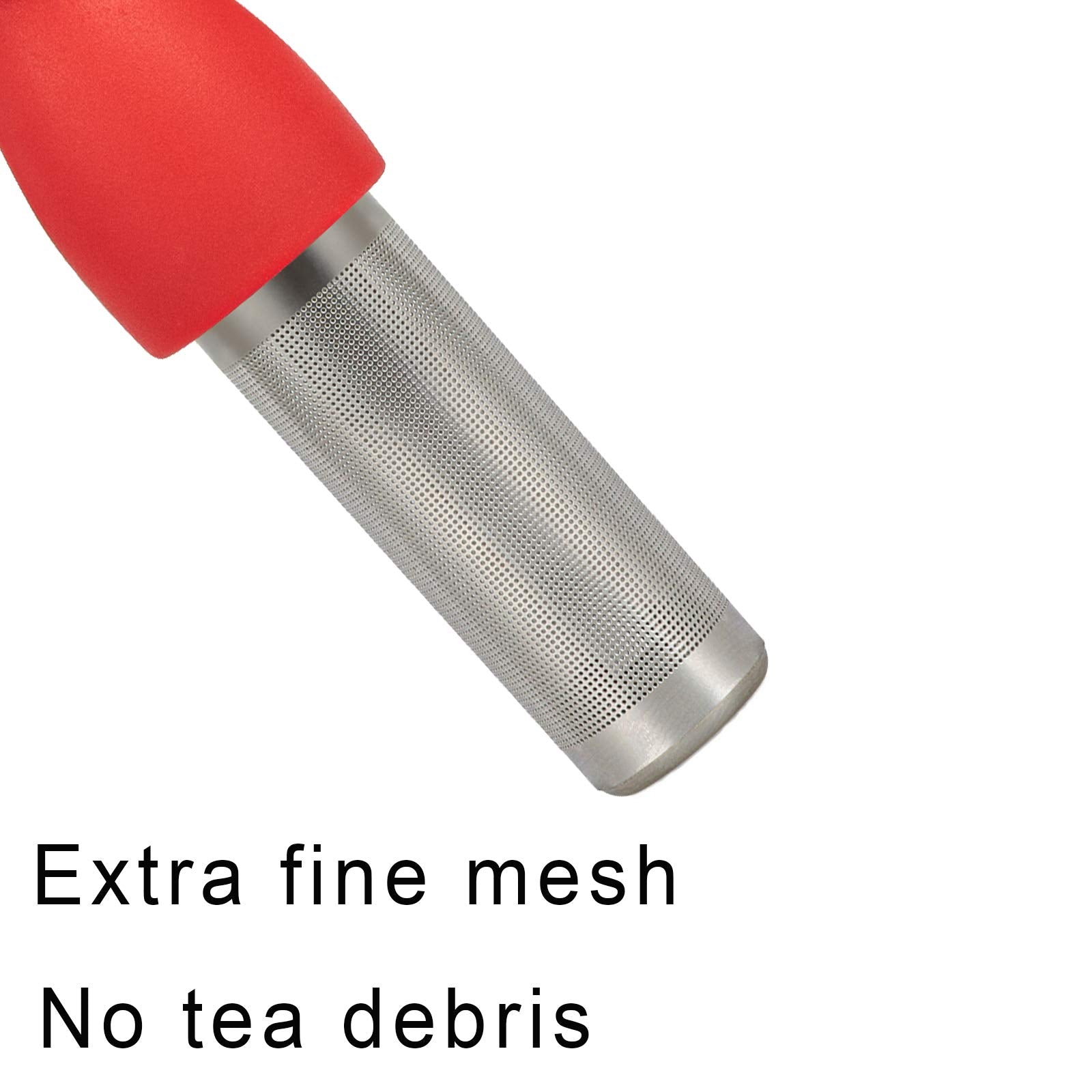 Tea Infuser Cute Tea Strainer for Loose Tea Stainless Steel Fine Mesh Tea Ball Steeper with Silicone Lid for Mug and Cup  Red