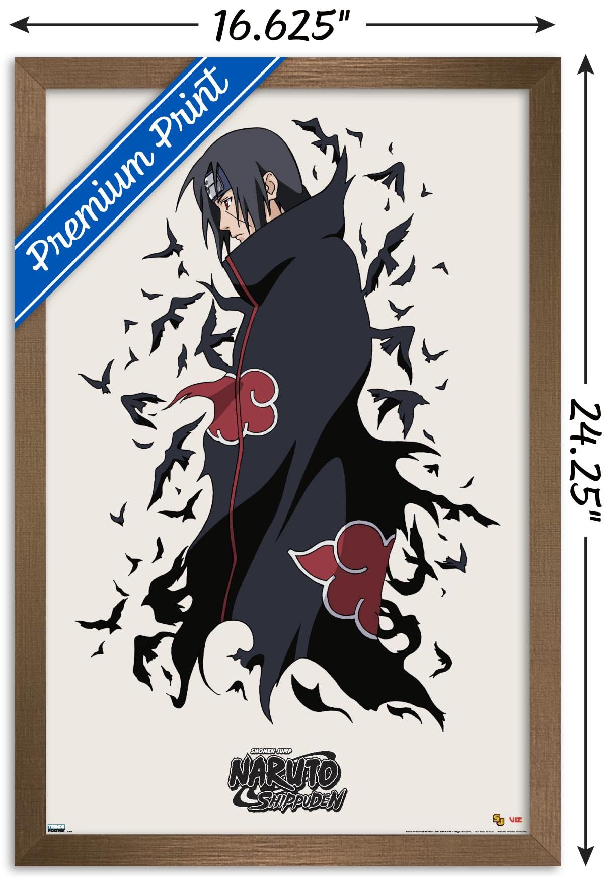 Trends International Naruto Shippuden - Itachi Wall Poster, 14.725'' X 22.375'', Bronze Framed Version