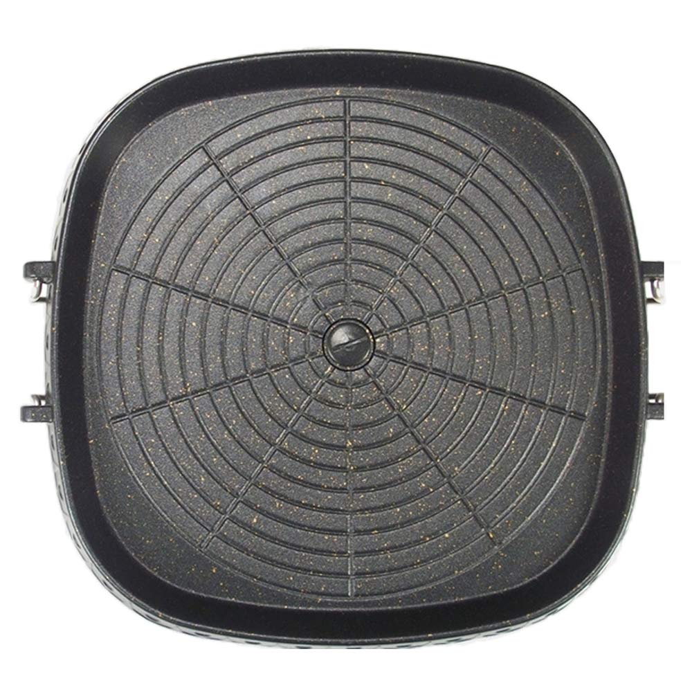 Korean Style Square Grill Pan With Maifan Coated Surface,Non-Stick Smokeless Barbecue Stovetop Plate For Indoor Outdoor Bbq