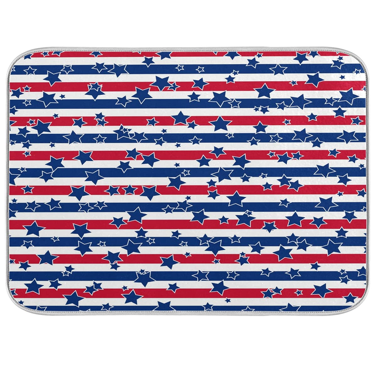Dish Drying Mat American Stars And Stripes Kitchen Counter Mat Dishes Pad Dish Mats For Drying 4Th Of July, Reversible, Super Ab