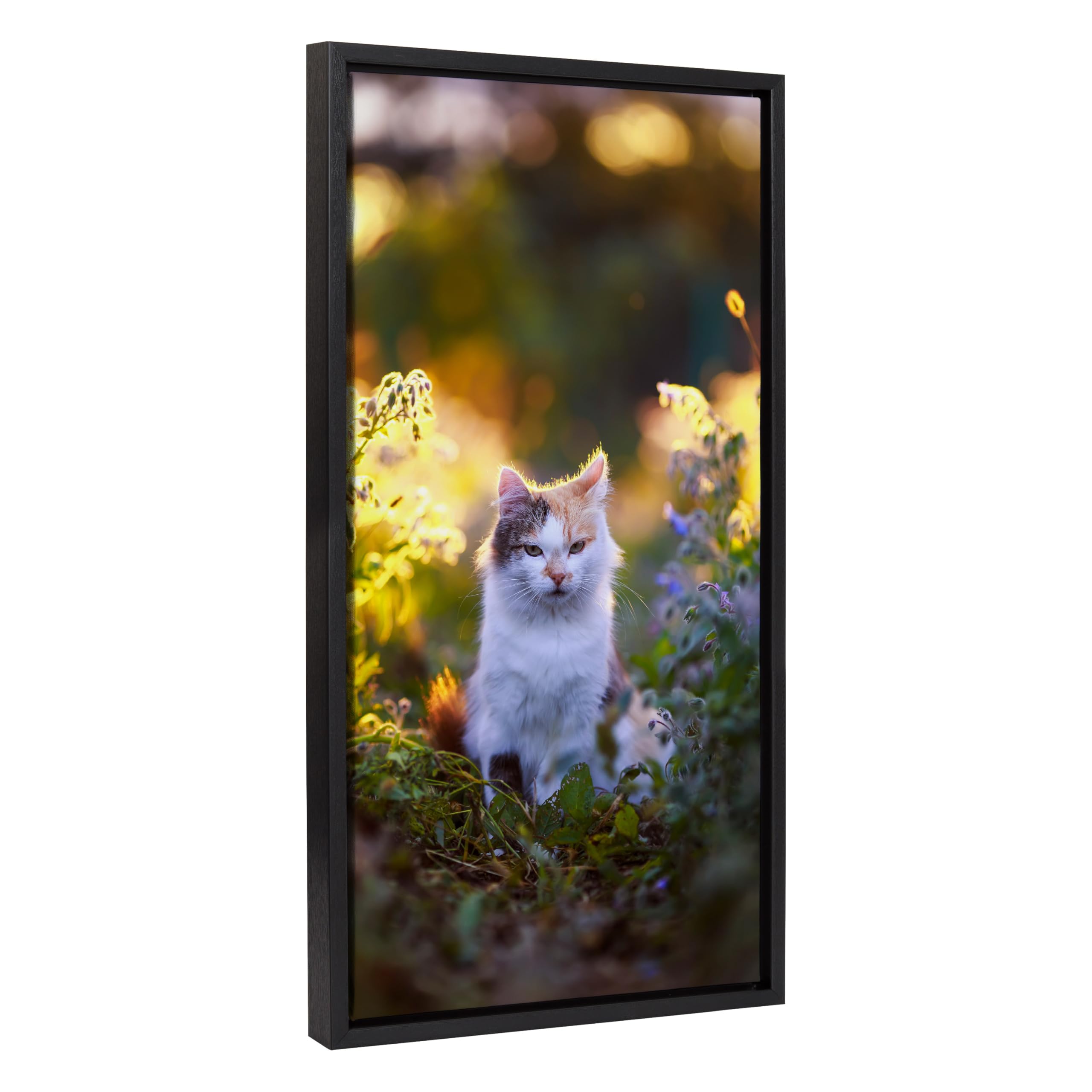 Kate And Laurel Custom Printed Framed Canvas Wall Art, 14X26.5 Black, Sylvie Personal Canvas Print With Your Photos For Bedroom