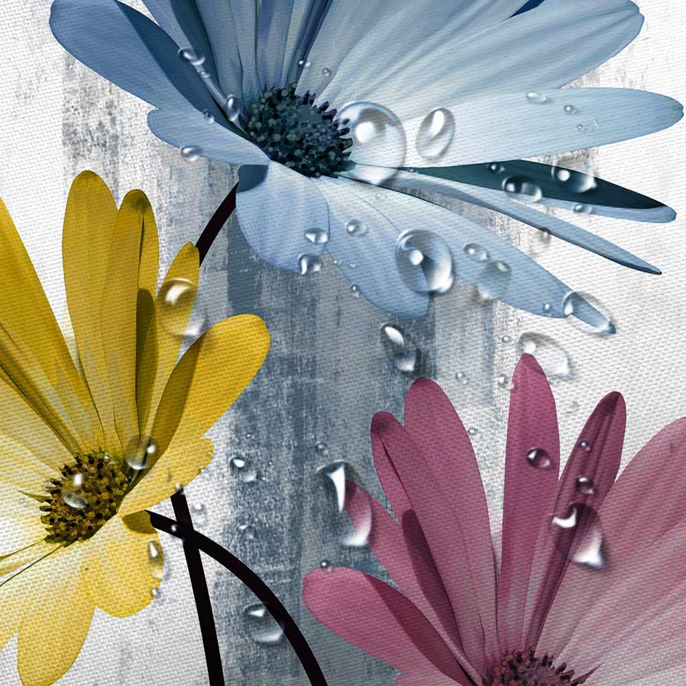 VeiVian Rustic Farmhouse Shower Curtain, Blue Daisy Floral, 36"x70", Polyester, Includes 6 Hooks