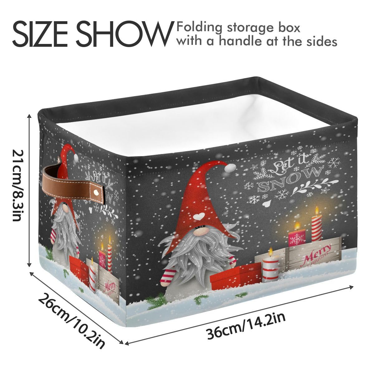 Winter Gnomes Storage Basket Fabric Kitchen Baskets Let It Snow Christmas Decorations Open Home Storage Bins Boxes Foldable Orga
