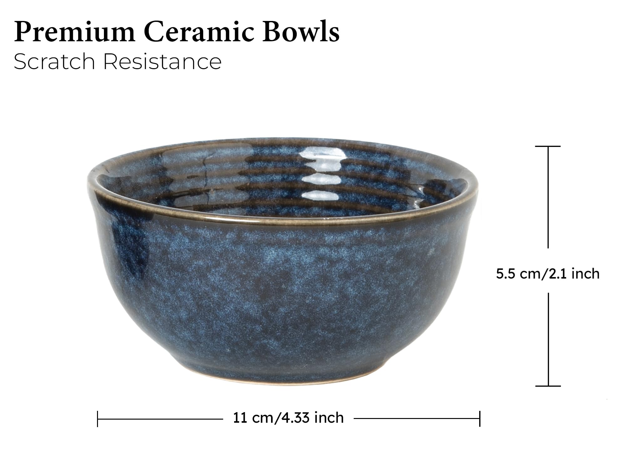 Bodhi House Handmade Reactive Glaze Ceramic Dinner Bowl Ceramic Katori 4.4 Inches, Set Of 4-180 Ml (Dishwasher And Microwave Saf