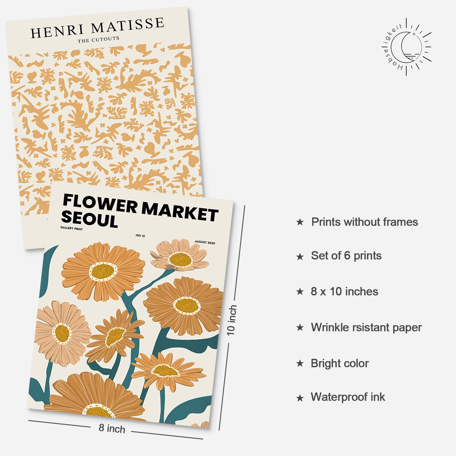Habseligkeit Van Gogh Wall Art Prints, Flower Market Wall Art, Matisse Posters For Room Aesthetic Unframed, 8X10In, Set Of 6