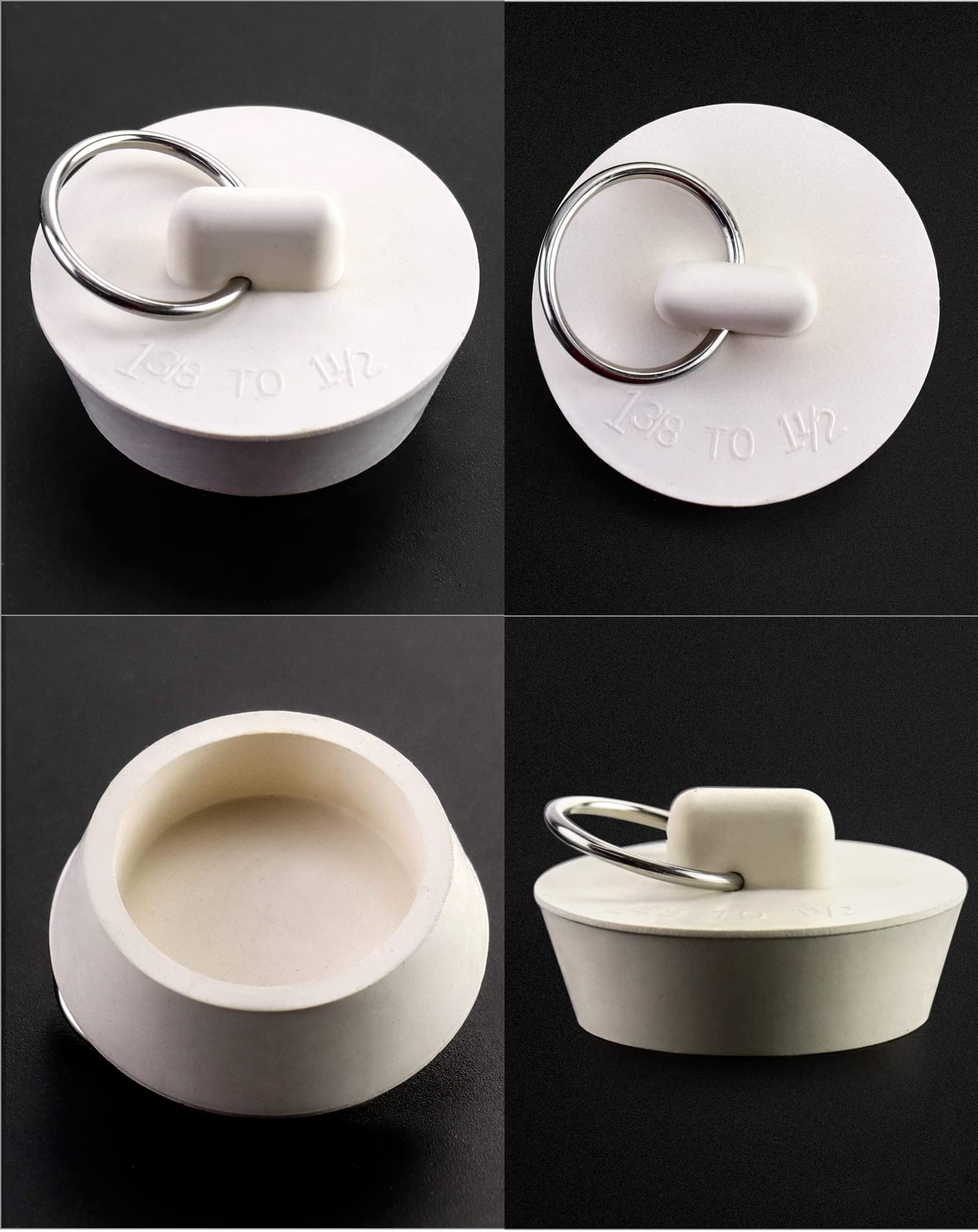 Wild Tribe Rubber Sink Stopper – 4 Sizes, White Drain Plug with Hanging Ring for Kitchen, Bathtub, and Bathroom