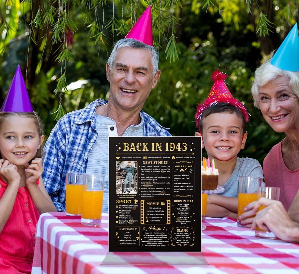 Back In 1943 Birthday Card - 81St Birthday Gift For Women Or Men - 81St Birthday Decoration For Grandmother Or Grandpa - Table C