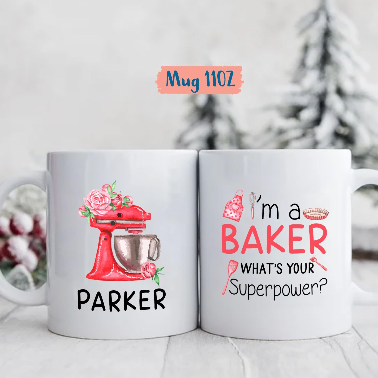 I'm A Baker Mug, Pastry Baker Cups, Personalized Name Mug Gifts For Baker Baking Lover, Baking Ceramic Mugs, Custom Baker Name C