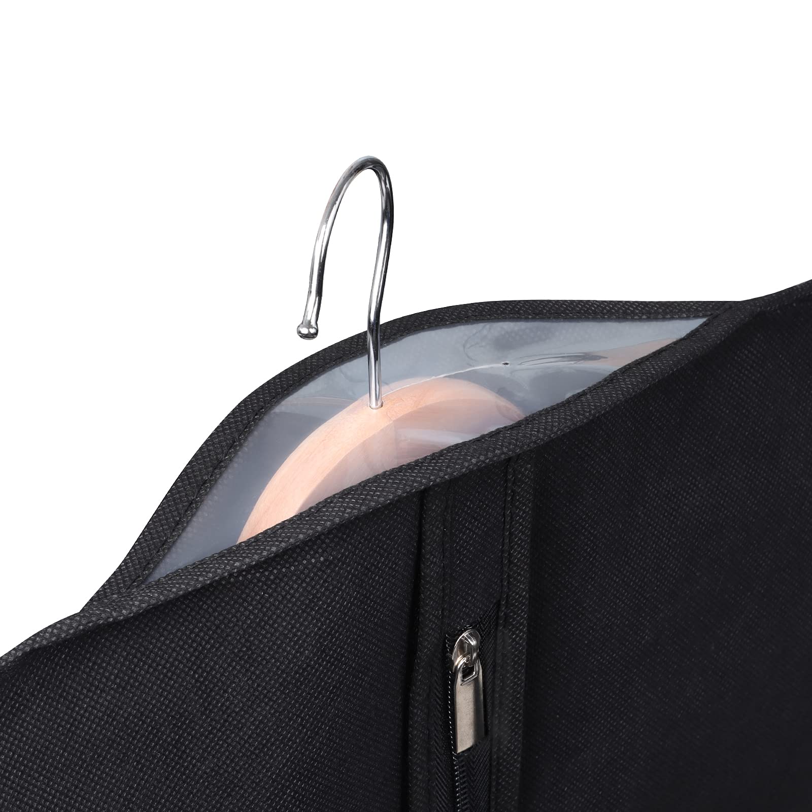 KEEGH Garment Bags for Hanging Clothes 60'' (Set of 6) Dress Bags for Gowns Long Dress Bags for Closet Storage with Zipper and Eye-Hole for Folding for Suit Coats Dresses  Black