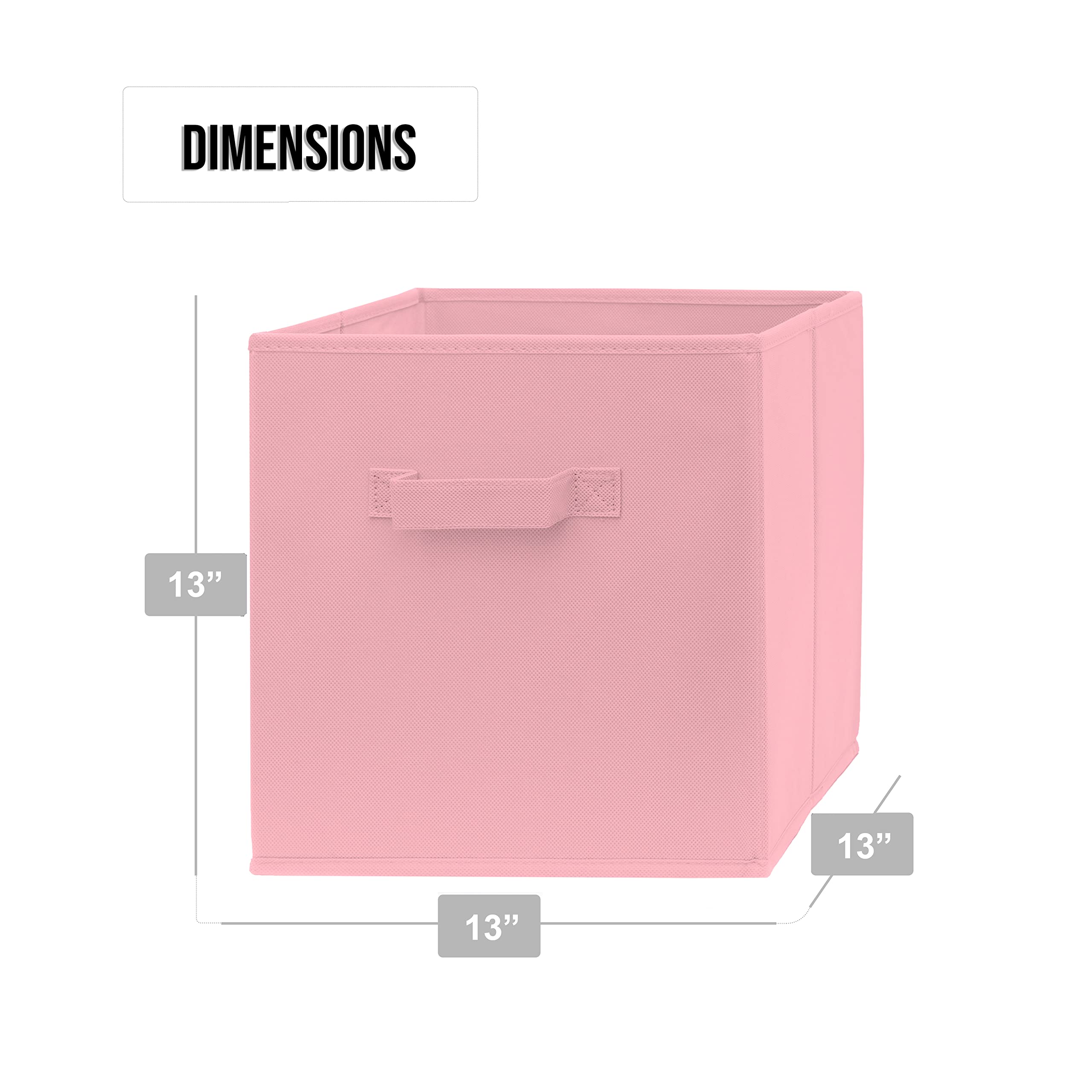 Pomatree 13x13x13 Inch Storage Cubes - 4 Pack - Large and Sturdy Storage Bins  Dual Handles  Foldable  Cube Organizer Bin  Fabric Baskets for Organizing Closet  Clothes and Toys (Pink)