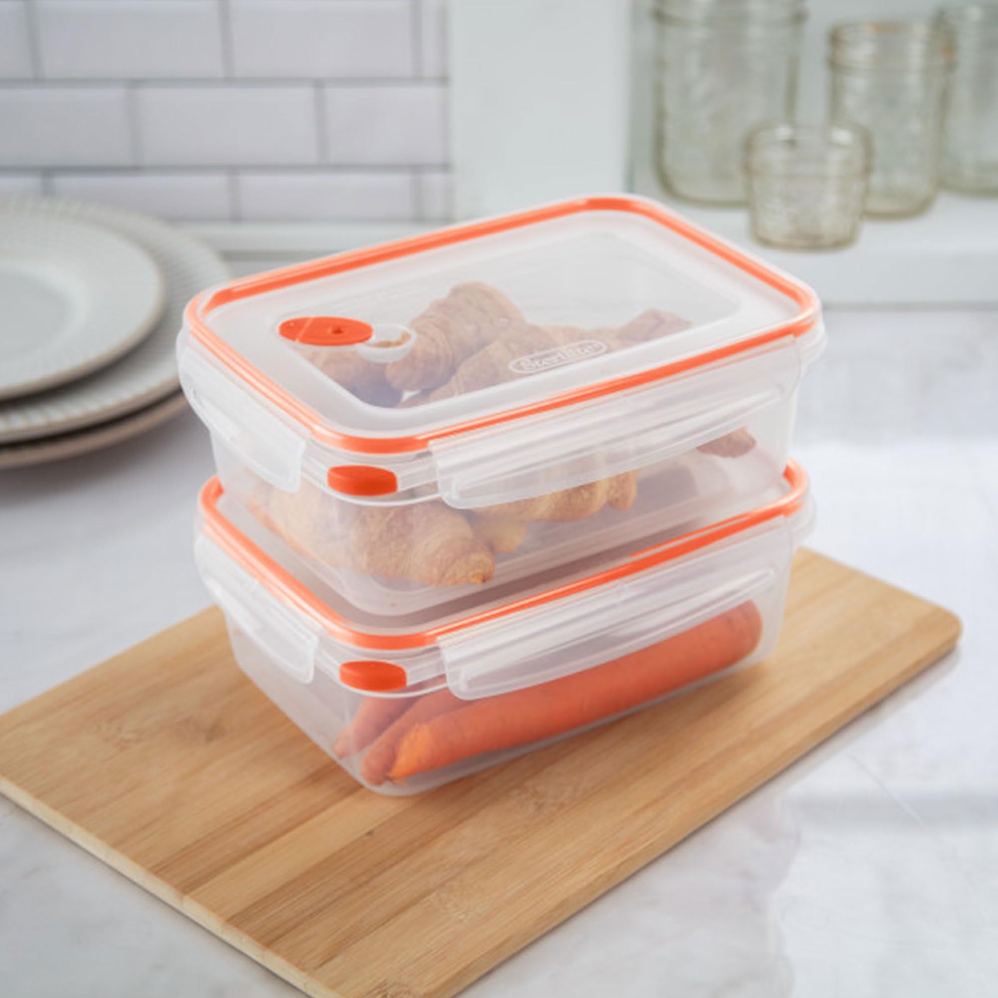 Sterilite 8.3 Cup Rectangle Ultra-Seal™ Container Set, Tangerine, 6 Pack, Model 0322