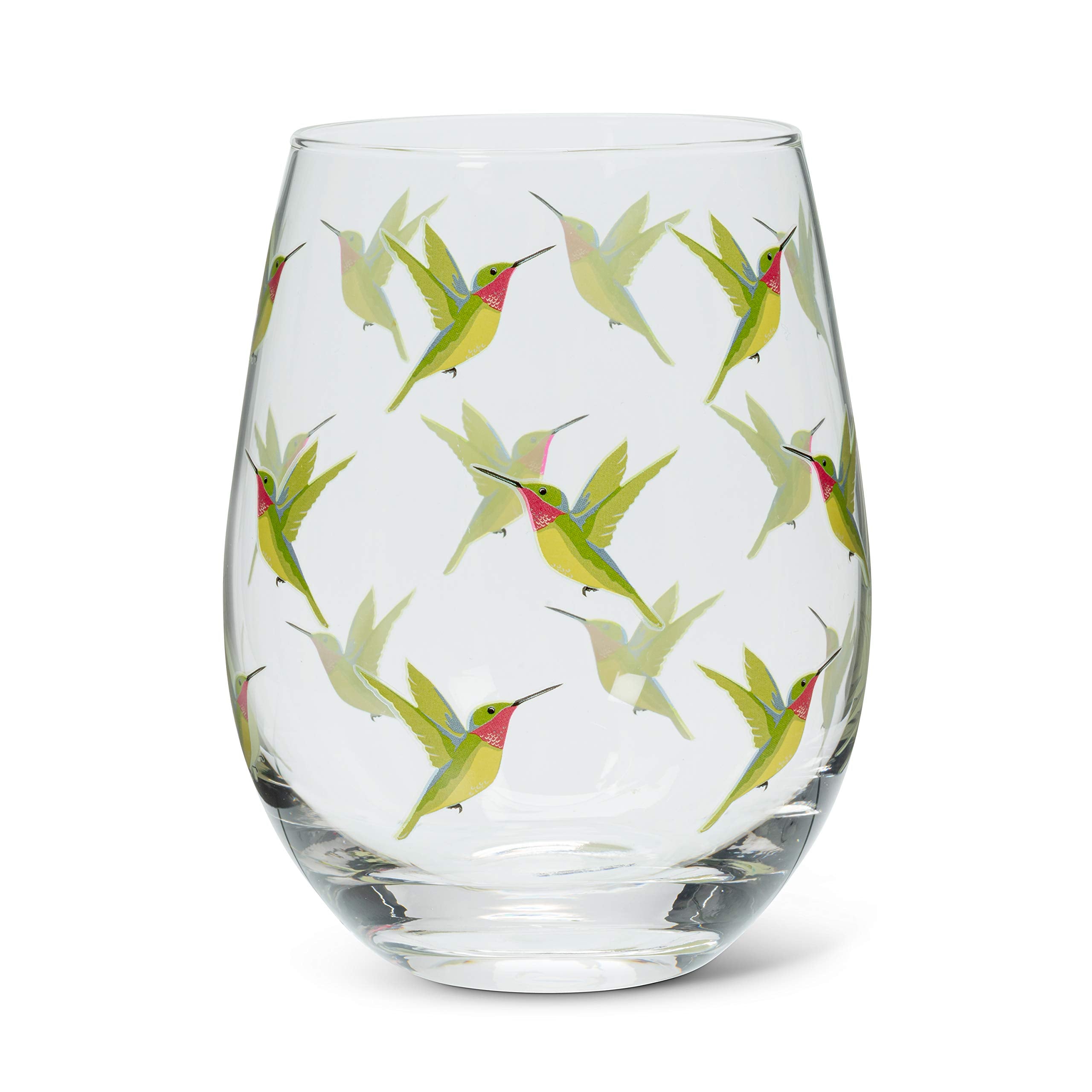 Abbott Collection 27-Twitter-Sg Hummingbird Stemlessgoblet-5'' H-14Oz, 5 Inches H, Green