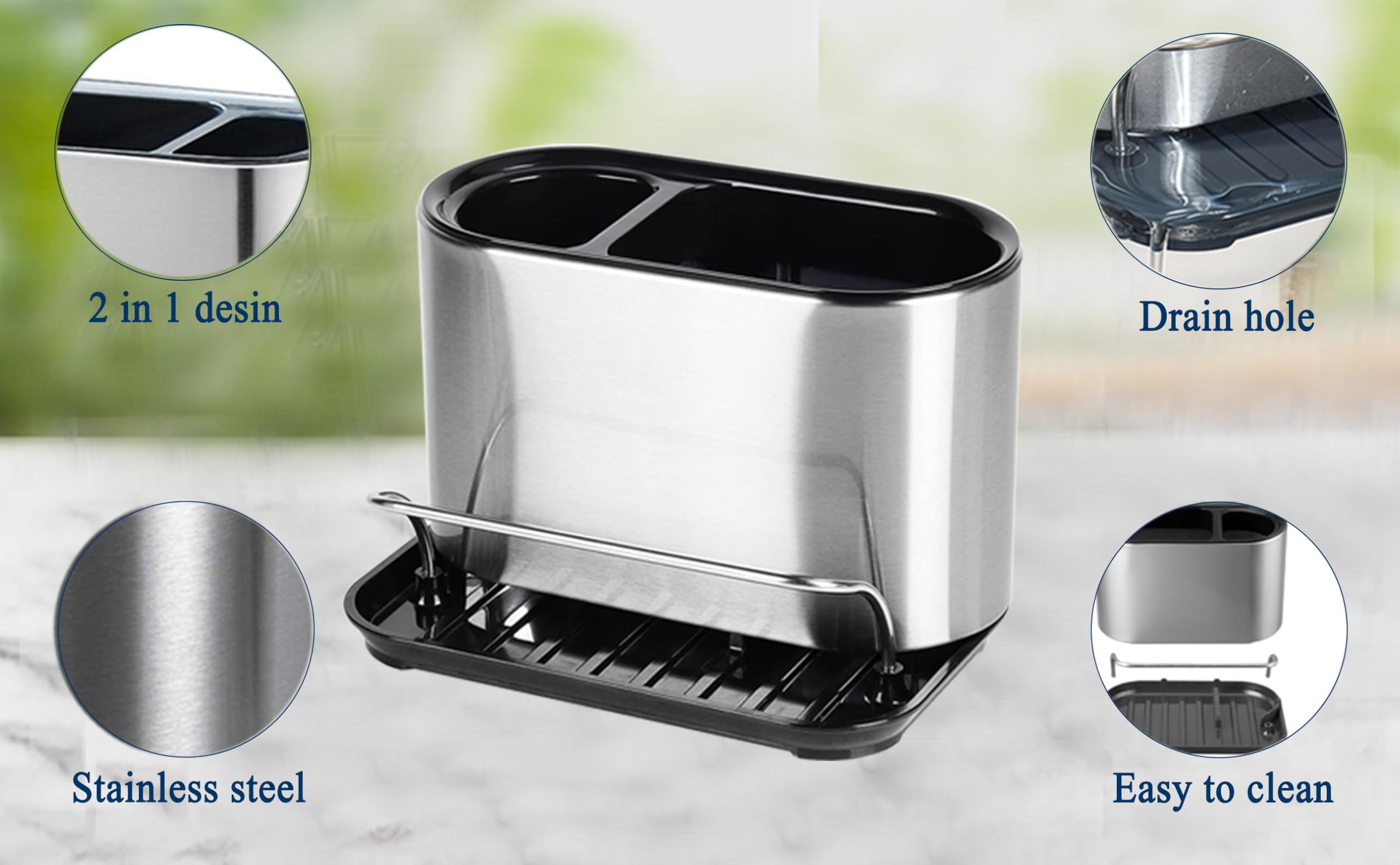 Sink Sponge Holder Stainless Steel Sink Caddy Dish Brush Holder Drains Water For Kitchen