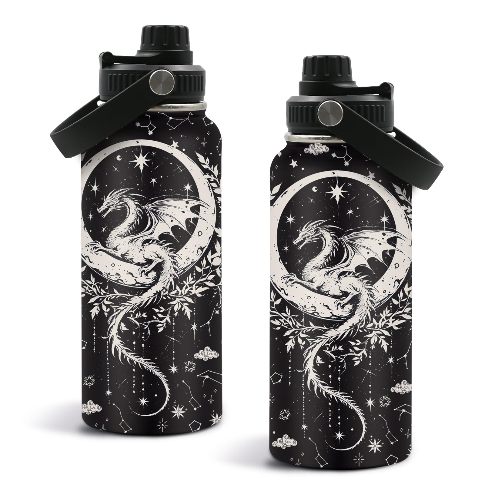 TNASURHUS Dragon Gift for Man, Dragon Themed Stainless Steel Insulated Tumbler with Lid and Handle, Leakproof, BPAFree, 32oz Wa
