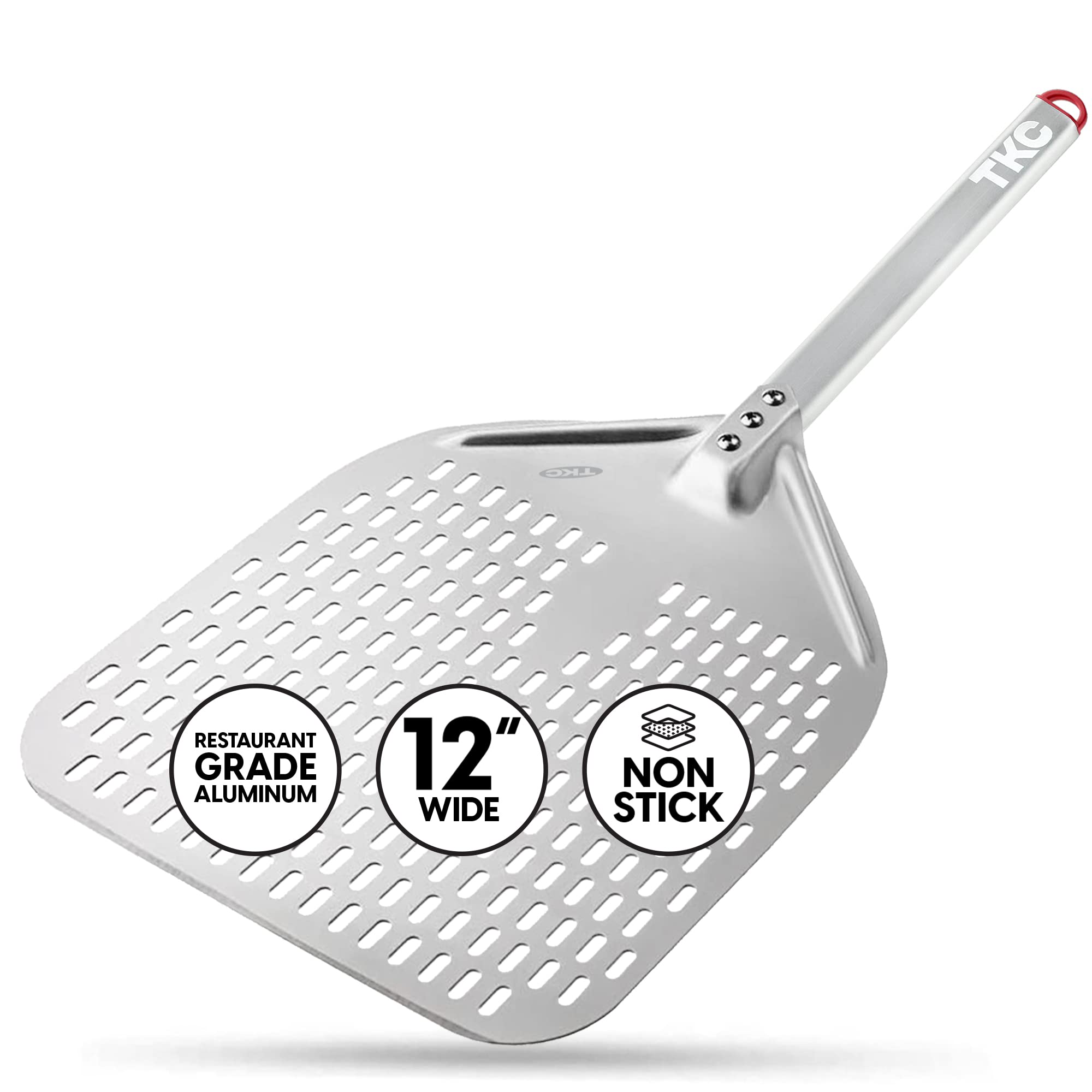 Tkc Perforated Pizza Peel 12 Inch Aluminum Pizza Paddle - Lightweight Pizza Turning Peel Spatula - Compatible With All Ooni Pizz