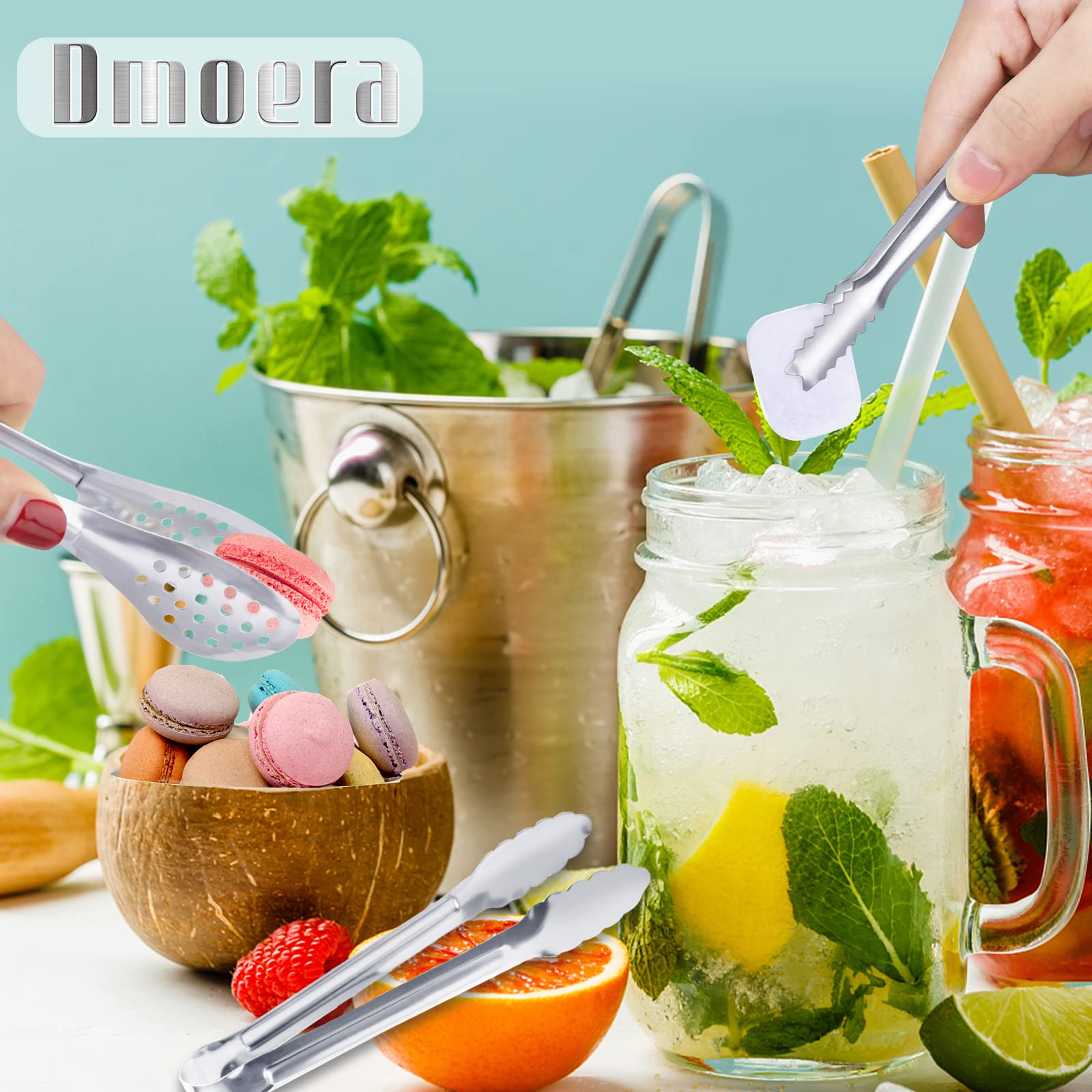 12 Pack Premium Small Serving Tongs, Dmoera Mini Stainless Steel Appetizer Tongs, 5.1Inch(12.7Cm)