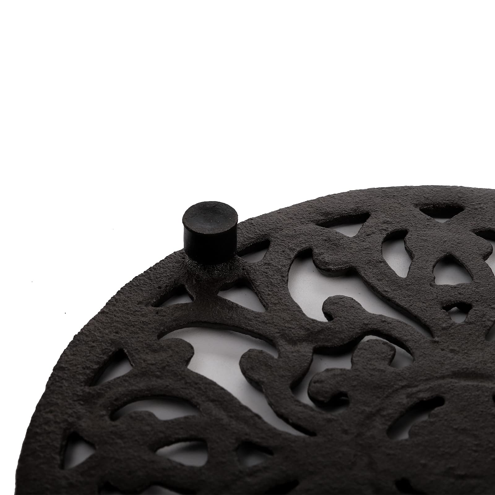 Hedume 2 Pack Cast Iron Trivet, 6.8'' Cast Iron Round Trivet With Vintage Pattern And Rubber Pegs/Feet For Serving Hot Dish, Pot