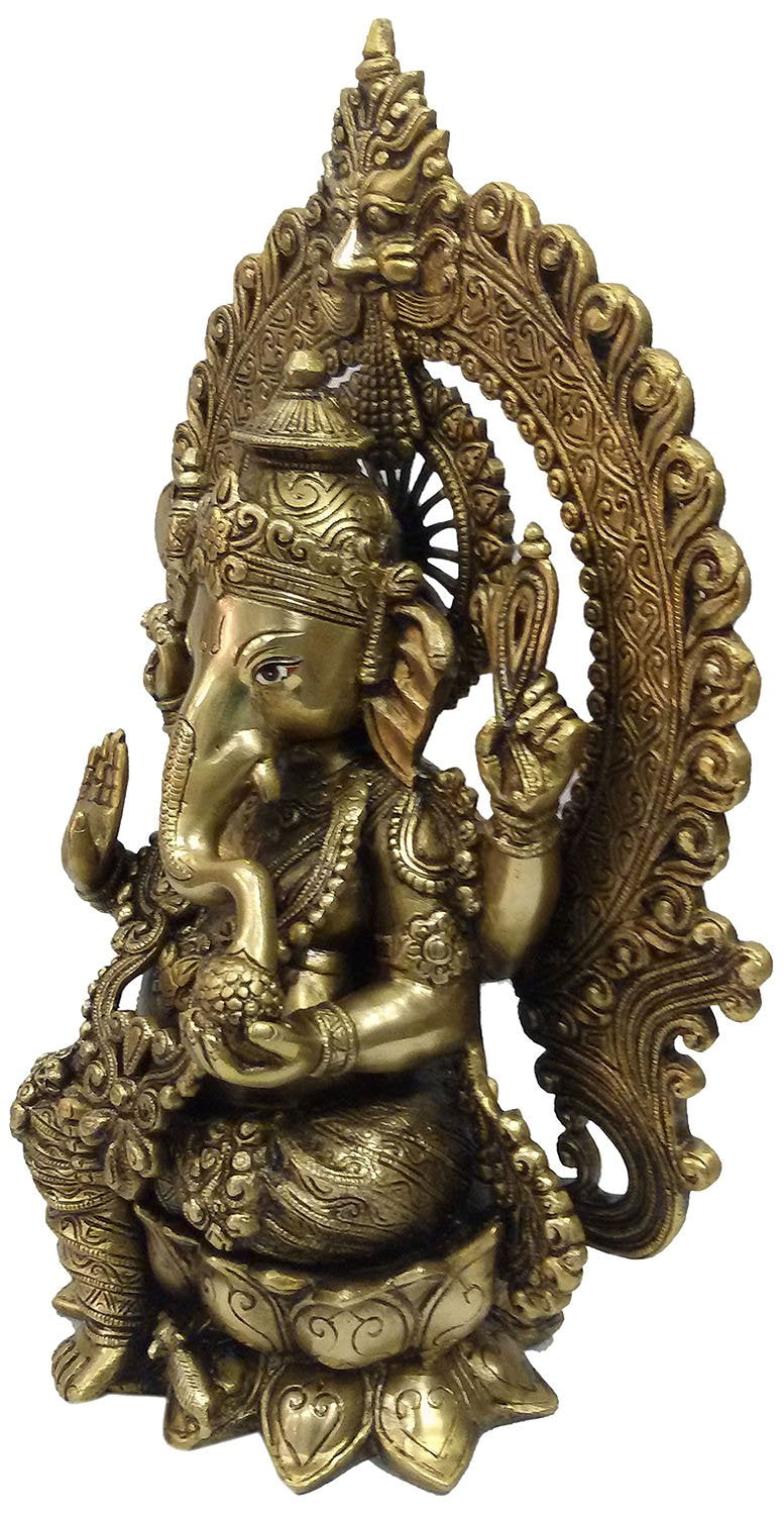Bharat Haat Brass Kaman Ganesh Ganesha Idol Ganpati Bappa Murti Collectible Statue