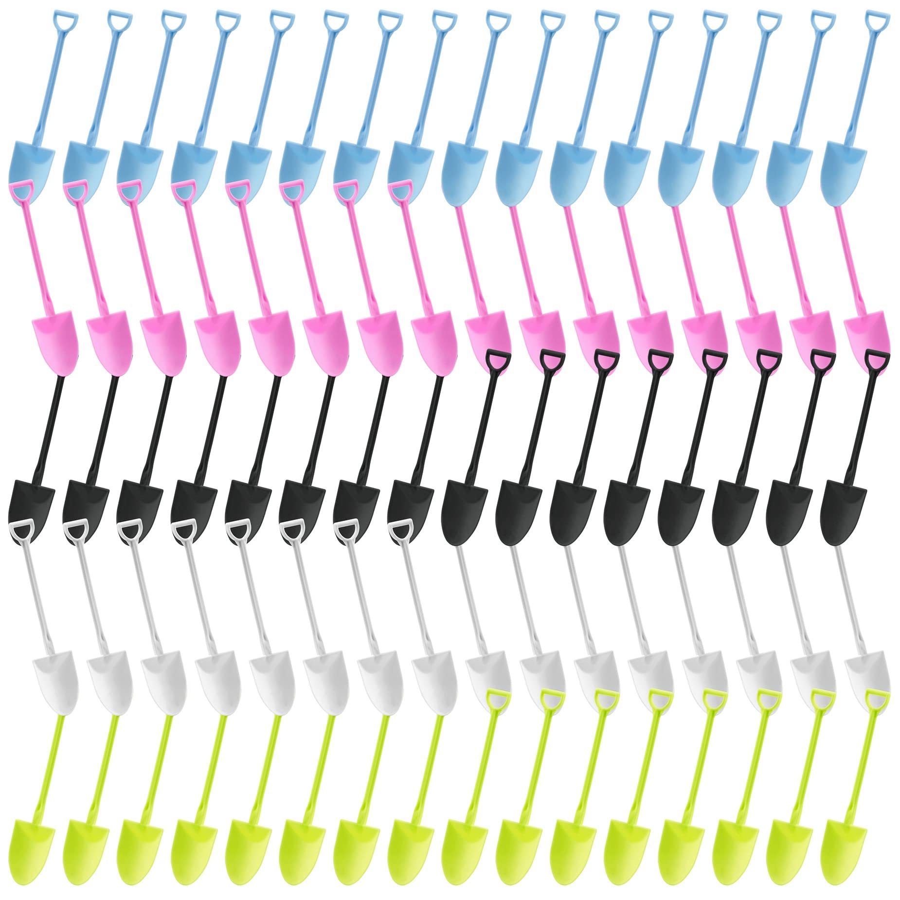 Framendino, 120 Pack Colorful Disposable Shovel Shaped Ice Cream Spoons Novelty Mini Plastic Dessert Spoon For Pudding Yogurt Ca